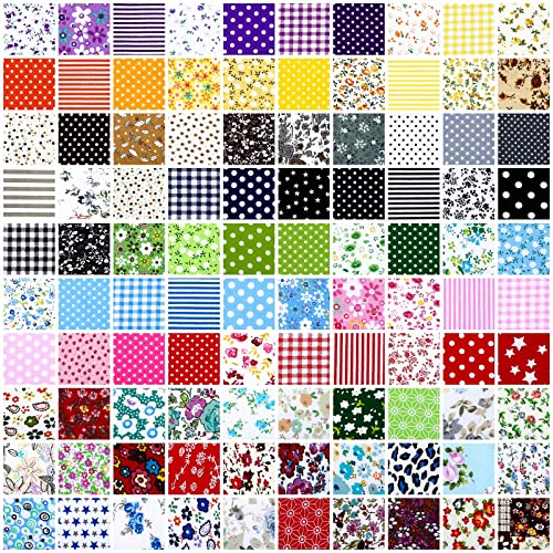Tudomro QQ-TUDOMRO-1450 100 Pcs 10 X 10 Inches Cotton Fabric Square No Repeat Patchwork Fabrics Cotton Printed Craft Fabric Patchwork Bundles Quilting Fabric Craft thumb #5