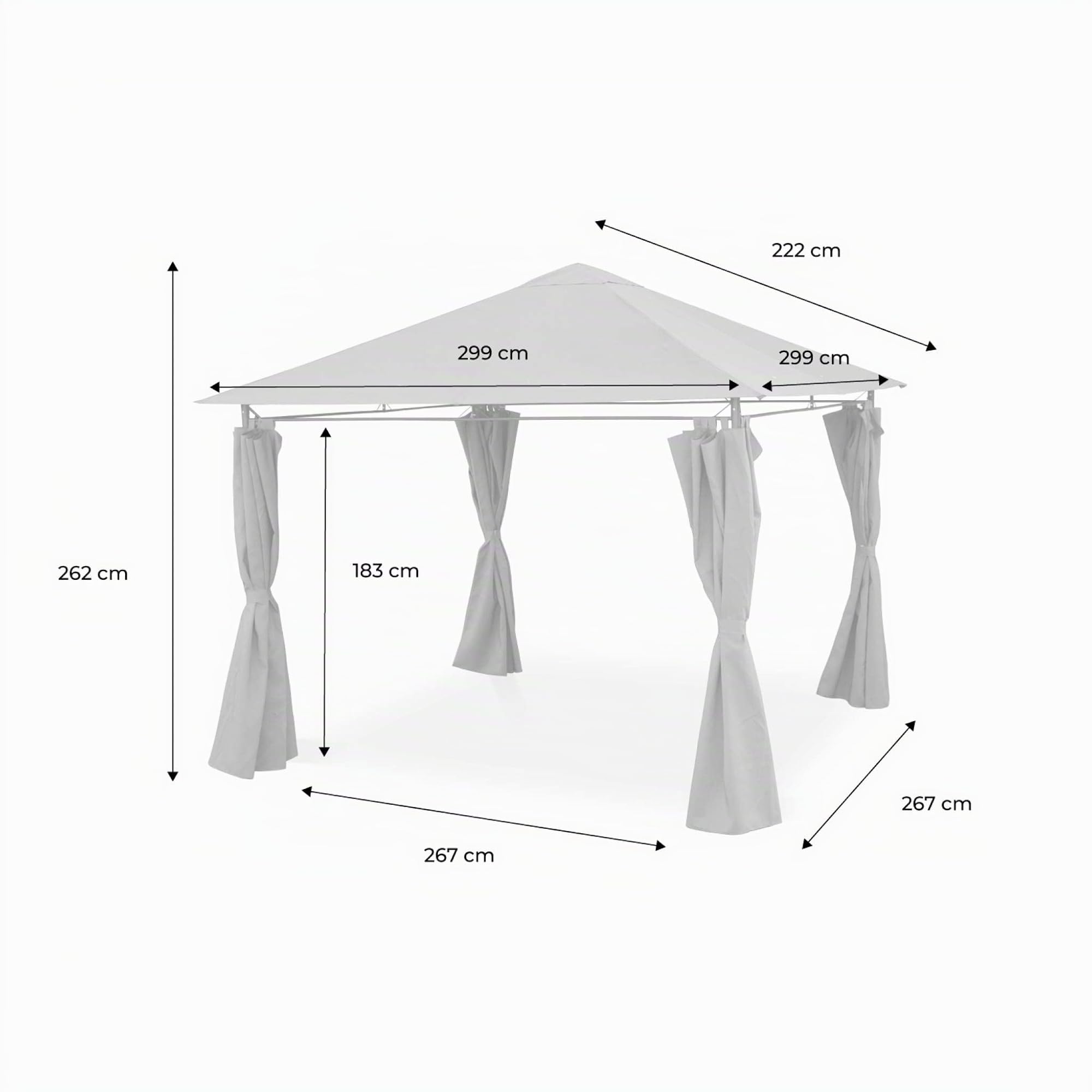 Alice's Garden - Tonnelle 3x3 m - Elusa - Toile Grise - Pergola avec Rideaux. Tente de Jardin. Barnum. chapiteau. réception