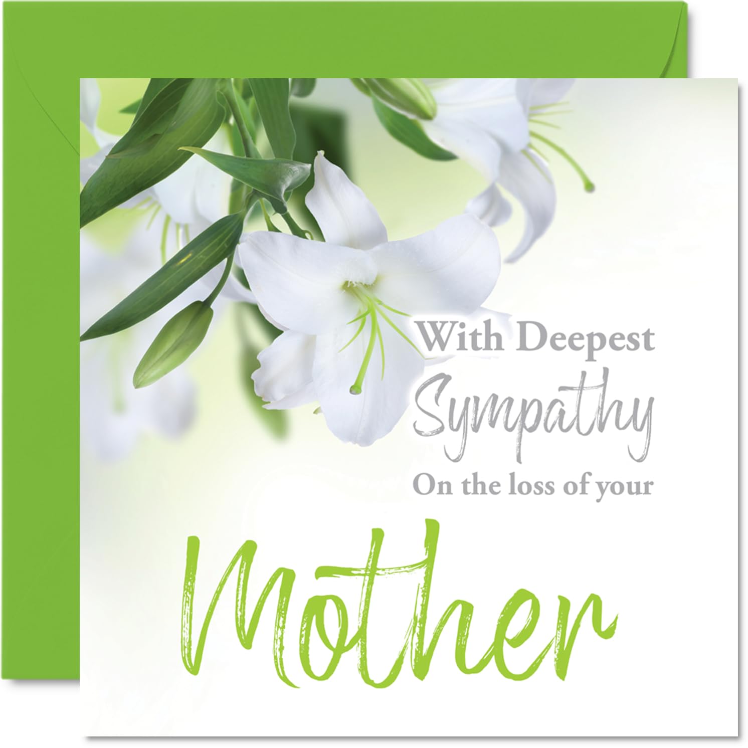 Sympathy Cards - With Deepest Sympathy On The Loss Of Your Mother Card - Sorry Mourning Bereavement Cards for Adults, 145mm Condolences Thinking of You Card, Floral Greeting
