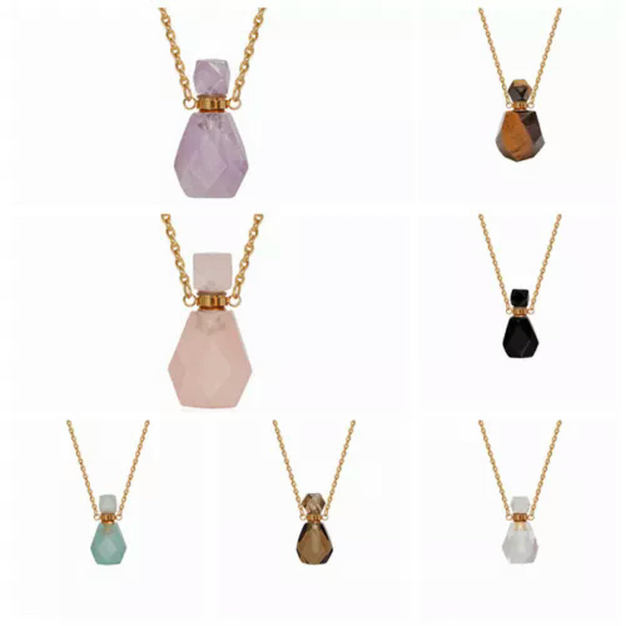 Naturalne butelki perfum Wisiorek Butelka olejku Gems-1szt-Kwarc dymny