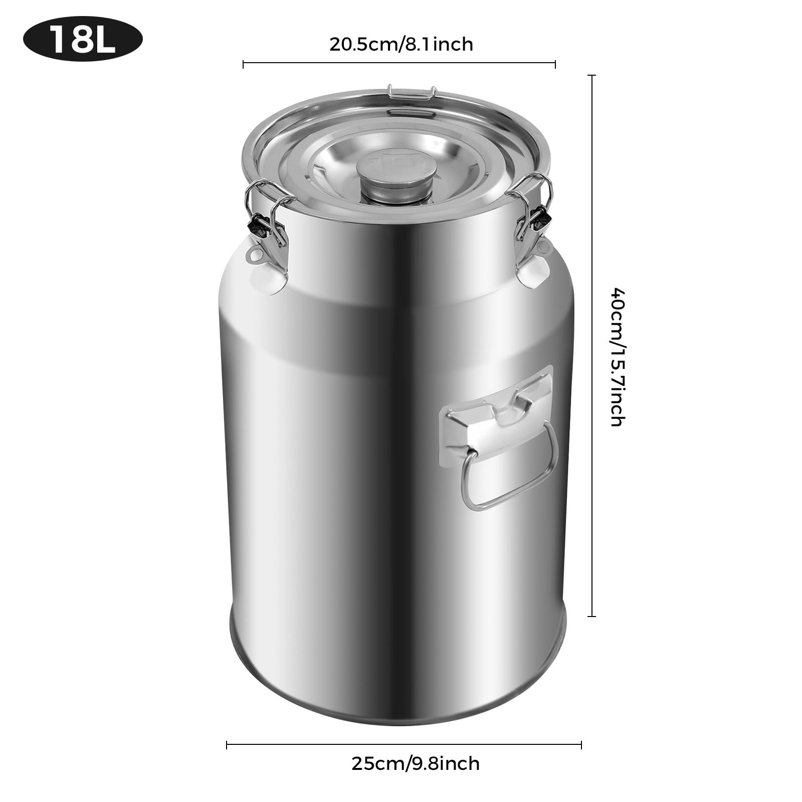 Pot à lait en acier inoxydable 14/18/28 l pour vin, huile, jus (18 l)