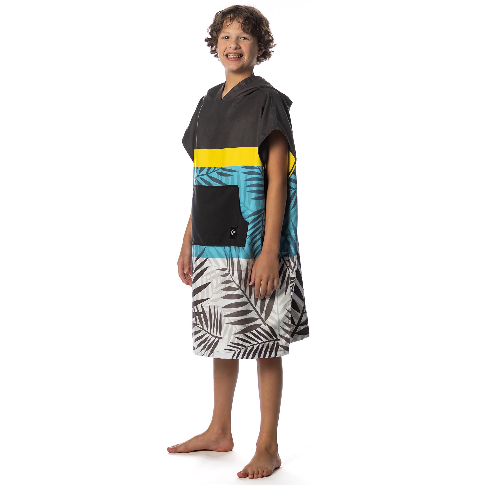 Flow Changing Poncho for Kids with Hood for Swim and Beach (Shoreline, M)