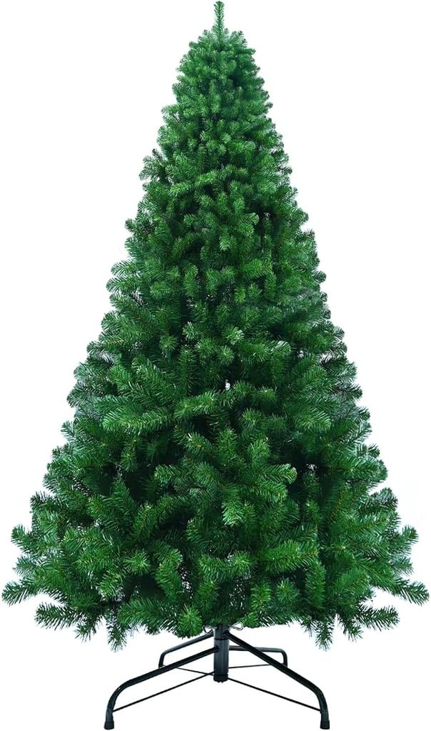5FT Artificial Christmas Tree with 680 PE&PVC Mixed Branch Tips, Unlit Hinged Premium Spruce Fake Xmas Trees, Green, Foldable Base 150cm