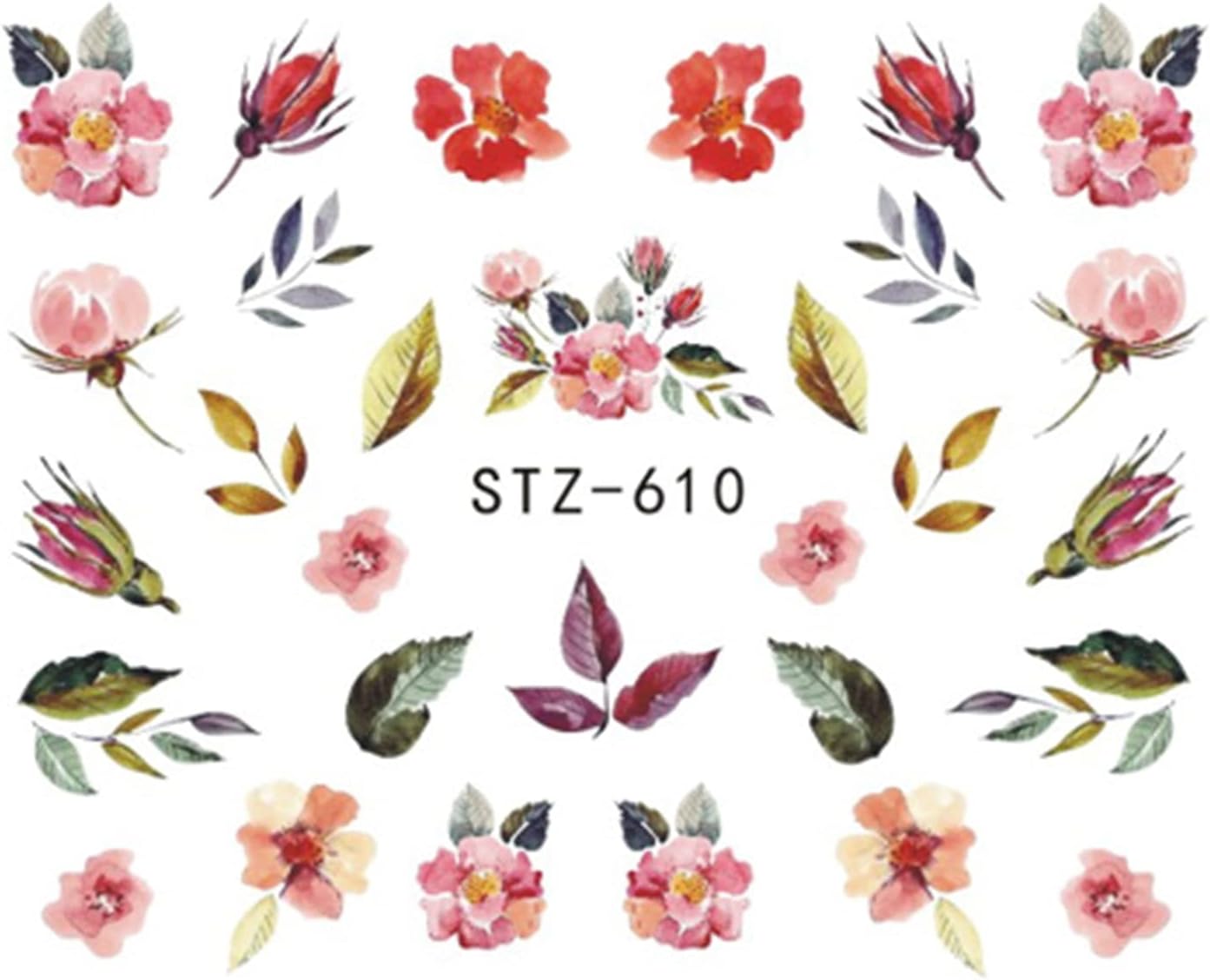 1ピースのステッカー用釘の水移動スライダー装飾花カラフルな画像ネイル