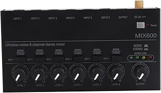 Sound Mixer, Compact Metal Mini Stereo Mixer Low Noise 6 Channel Sound Mixer for Studio, Small Club, Small Stage