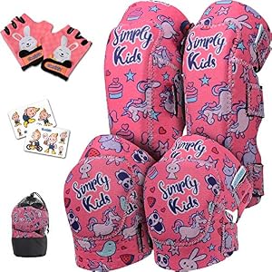 Innovative Soft Kids Knee and Elbow Pads with Bike Gloves I Toddler Protective Gear Set w/Mesh Bag I Bike, Roller…