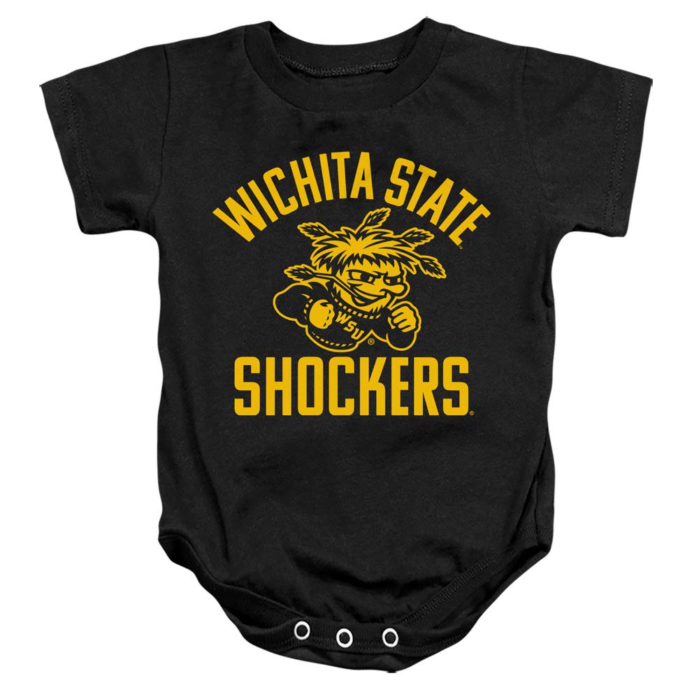 Wichita State University Official One Color Shocker Logo Unisex Infant Snap Suit for Baby,Black, 6 Months