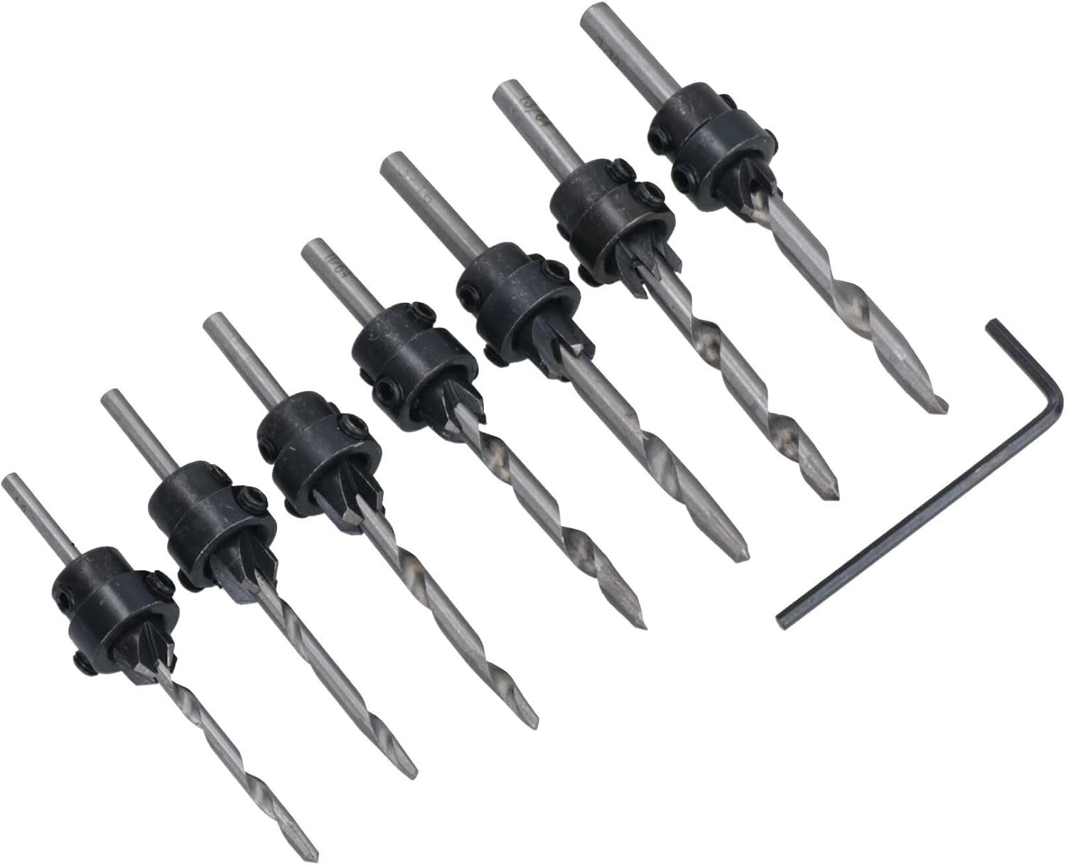 22pc Tapered Wood Pilot/Countersink Drill/Drilling Set in Case 1/8" TE544