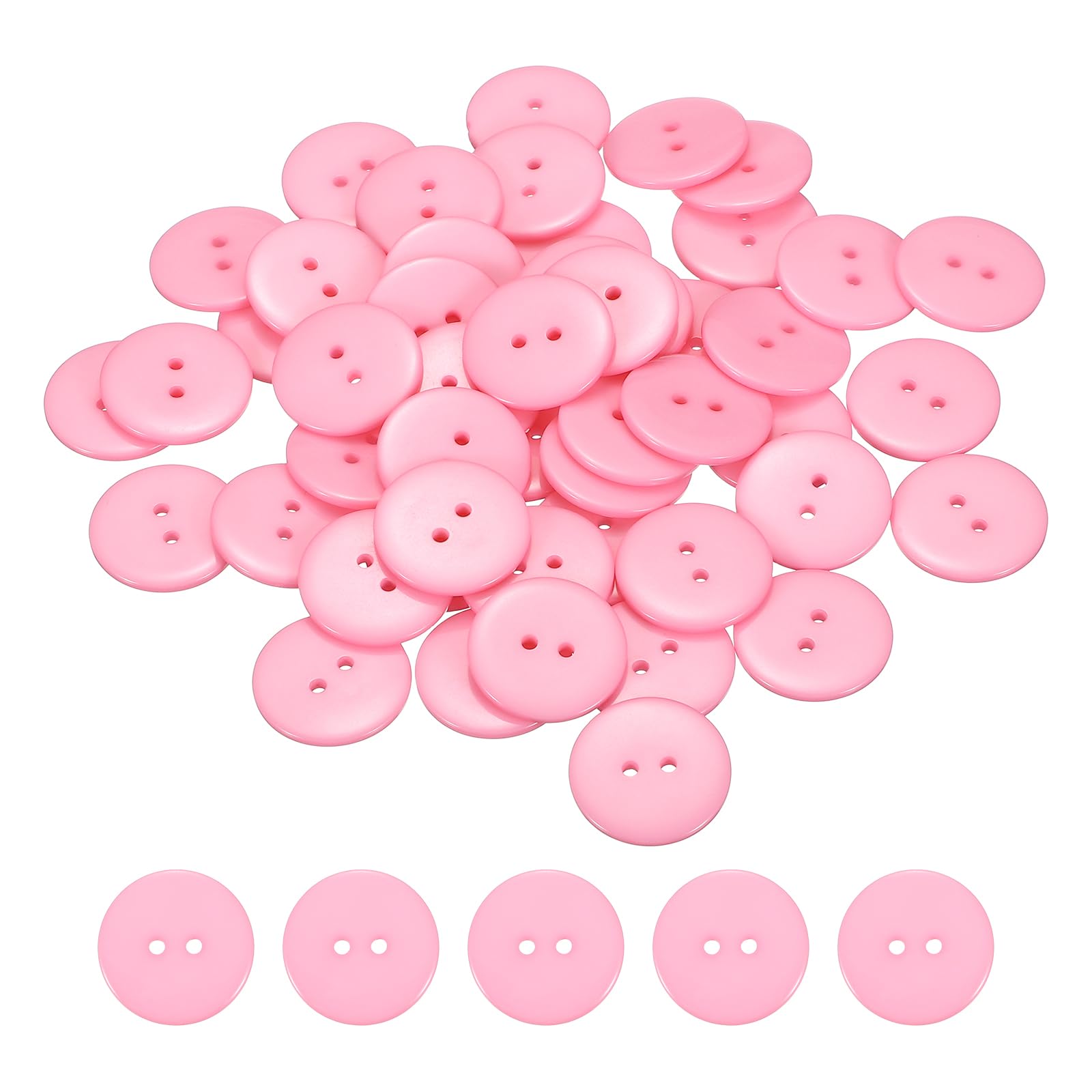 sourcing map 50pcs Resin Sewing Button, 25mm (1-inch) 2 Holes Round Craft Decorative Buttons for Coat Clothes Holiday Decoration, Pink