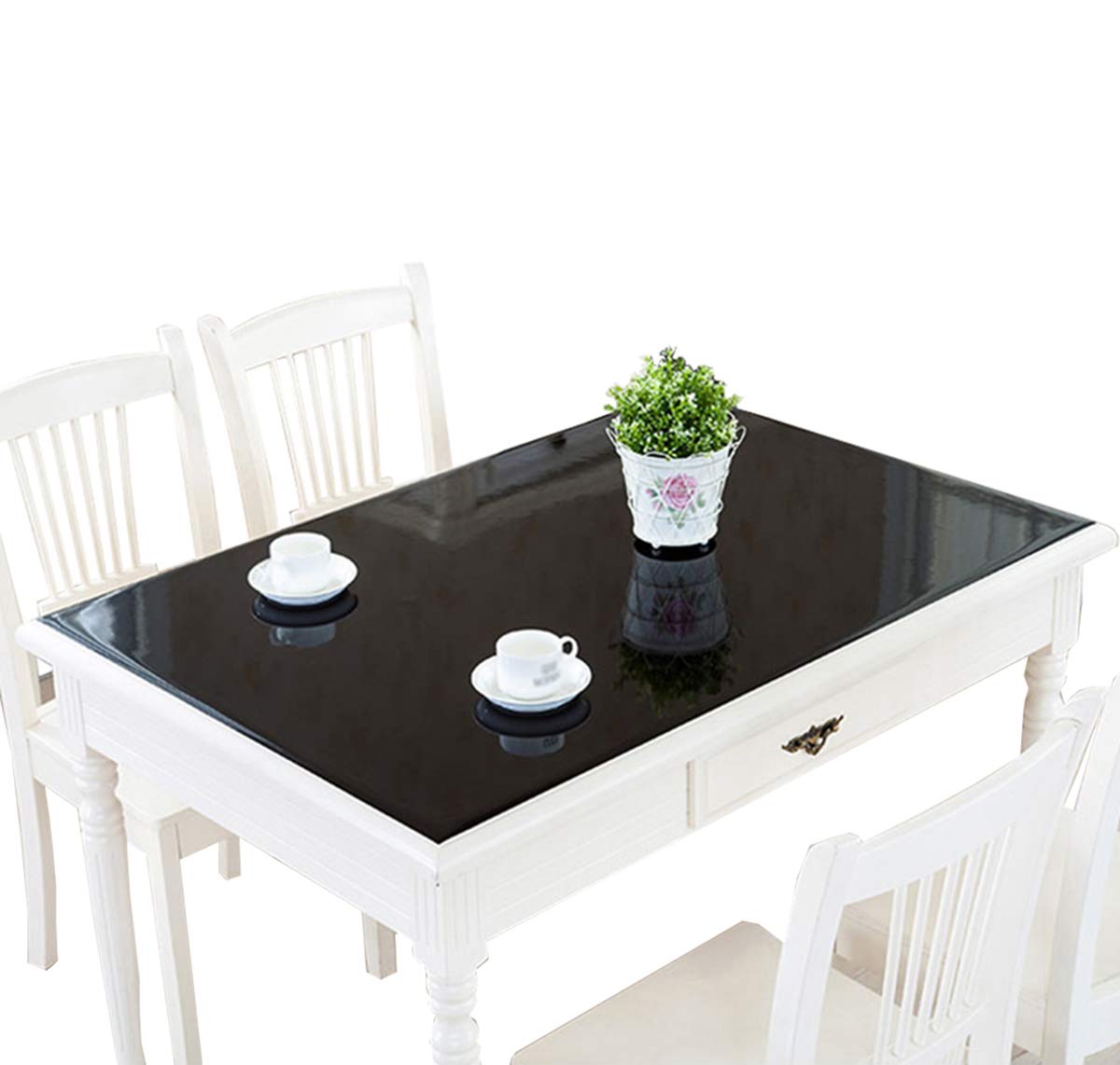 CIEEIN CIEHT PVC Tablecloths Table Mat Desk Pads Tablecover Table Covers Waterproof Oilproof Durable Black 90 * 90CM