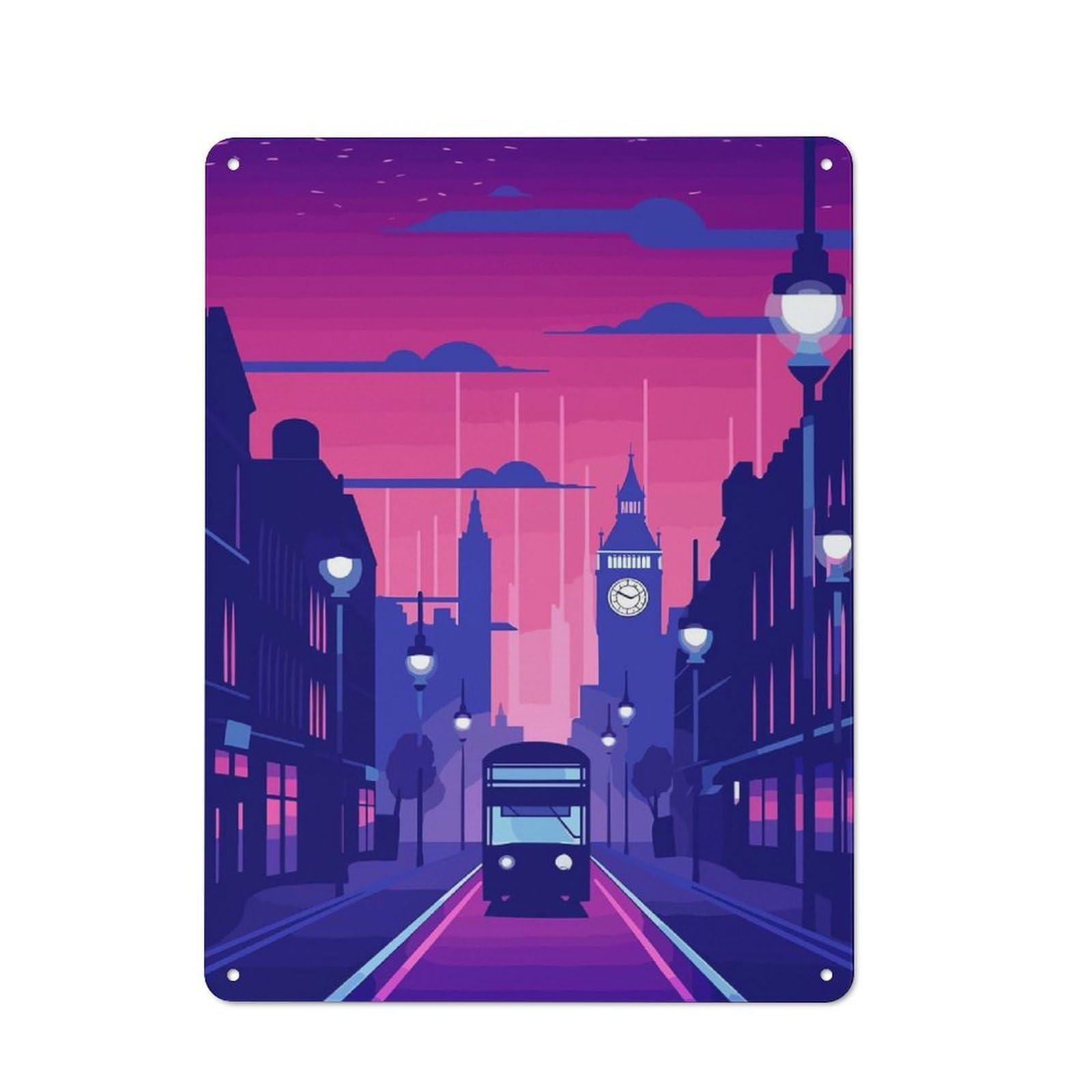 Junmoney City Synthwave Retro Tin Sign 40X30cm For Workshop Wall, Retro Wall Decor, Suited To Metal Sign Collectors