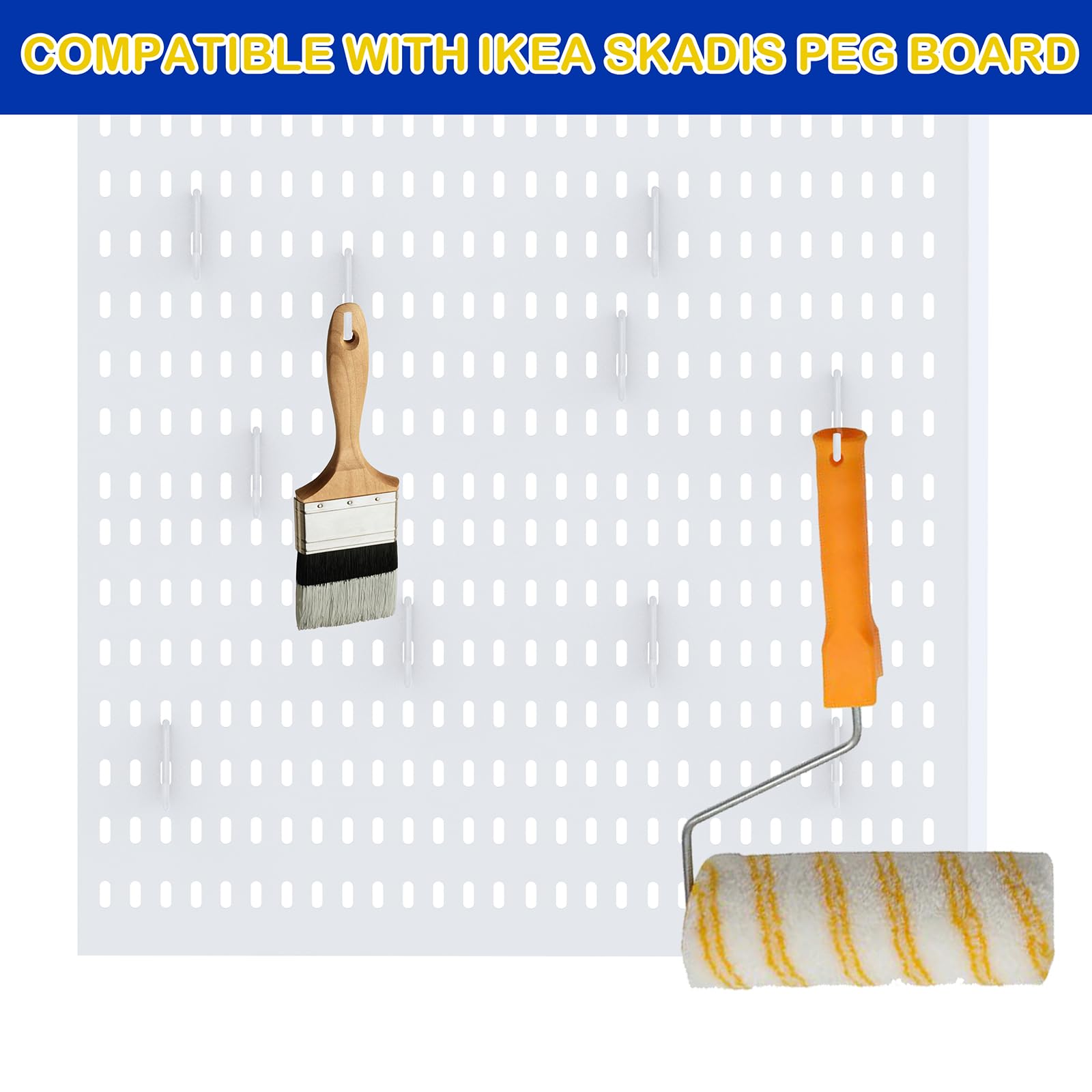 30 ganci per Ikea Skadis, pannello forato, accessori per la casa, l'ufficio, l'officina (bianco)