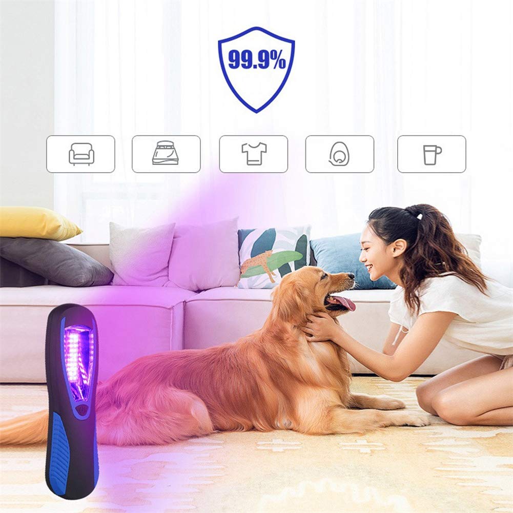 Esterilizar de mano LED de luz UV-C, USB recargable de la lámpara UV Inicio Luz Ultravioleta Filtro portátil para viajes de Hogares mascotas Aire
