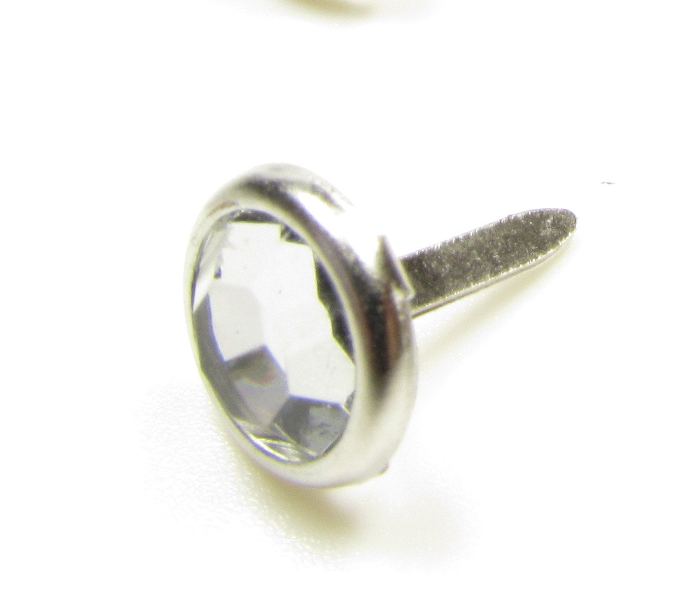 Syntego Brads for Crafts & Scrapbooking Clear Round Crystal Brads 10mm Silver (BR4) x Pack of Approx 100