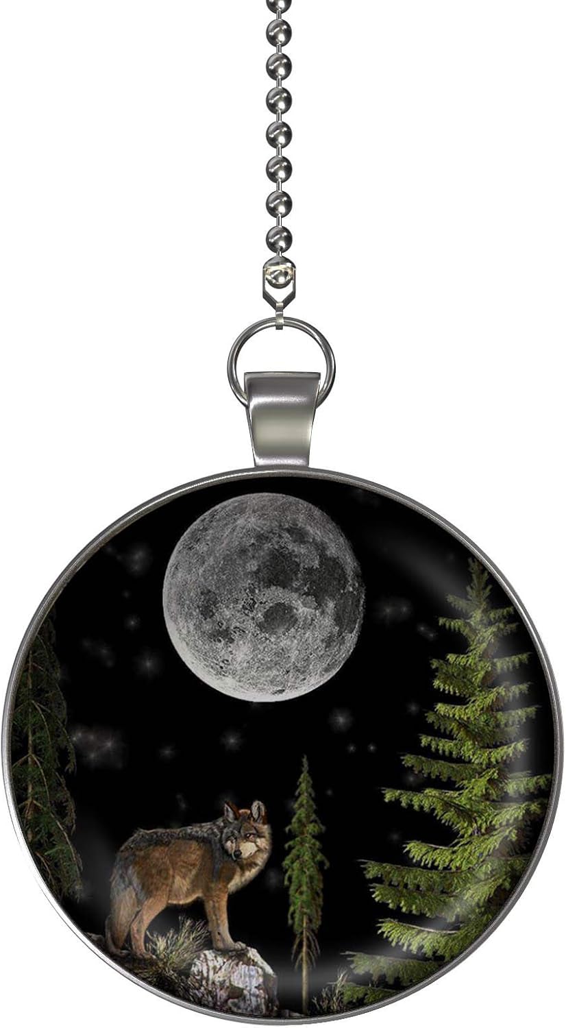 Night Wolf Ceiling Fan/Light Pull Pendant with Chain