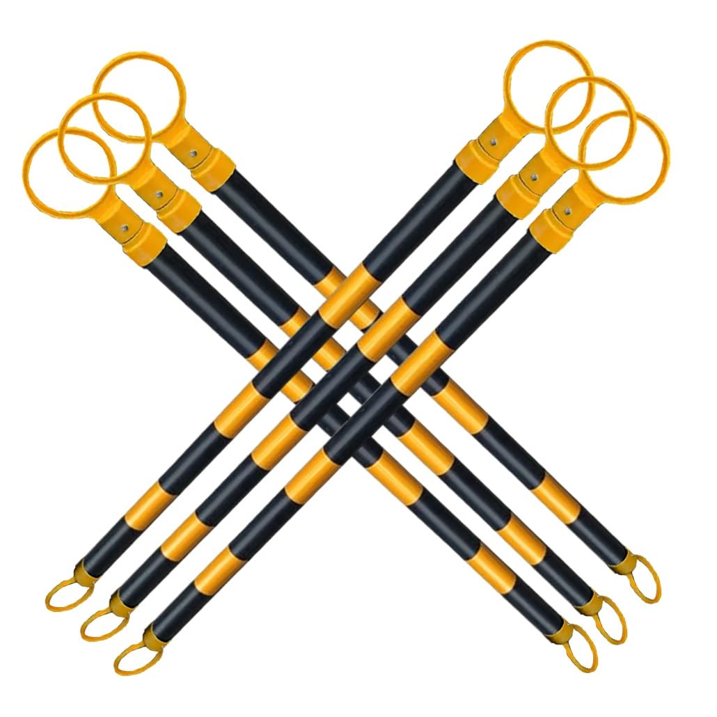 SGKOMN 10 Pcs Adjustable Traffic Cone Bar - 47-78 Inch Retractable Safety Barrier with Reflective Sheeting, Temporary Security Divider for Traffic Control & Warning, Yellow1 and Black1-6pcs