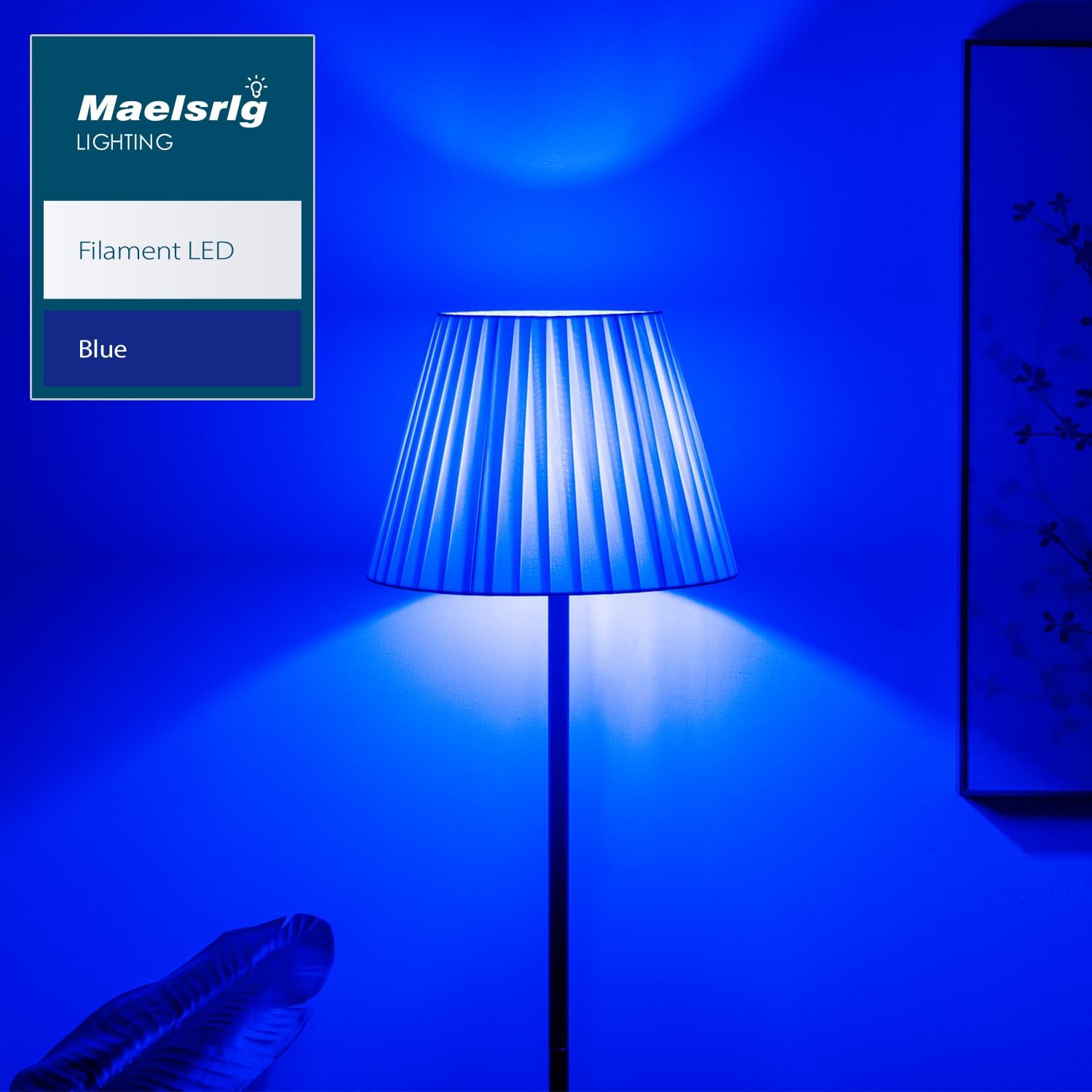 Maelsrlg Blue Light Bulb, 4 Watts, A19 Colored LED Filament Bulbs, Clear Glass, 120 Volts, Dimmable, E26 Base, 2-Pack