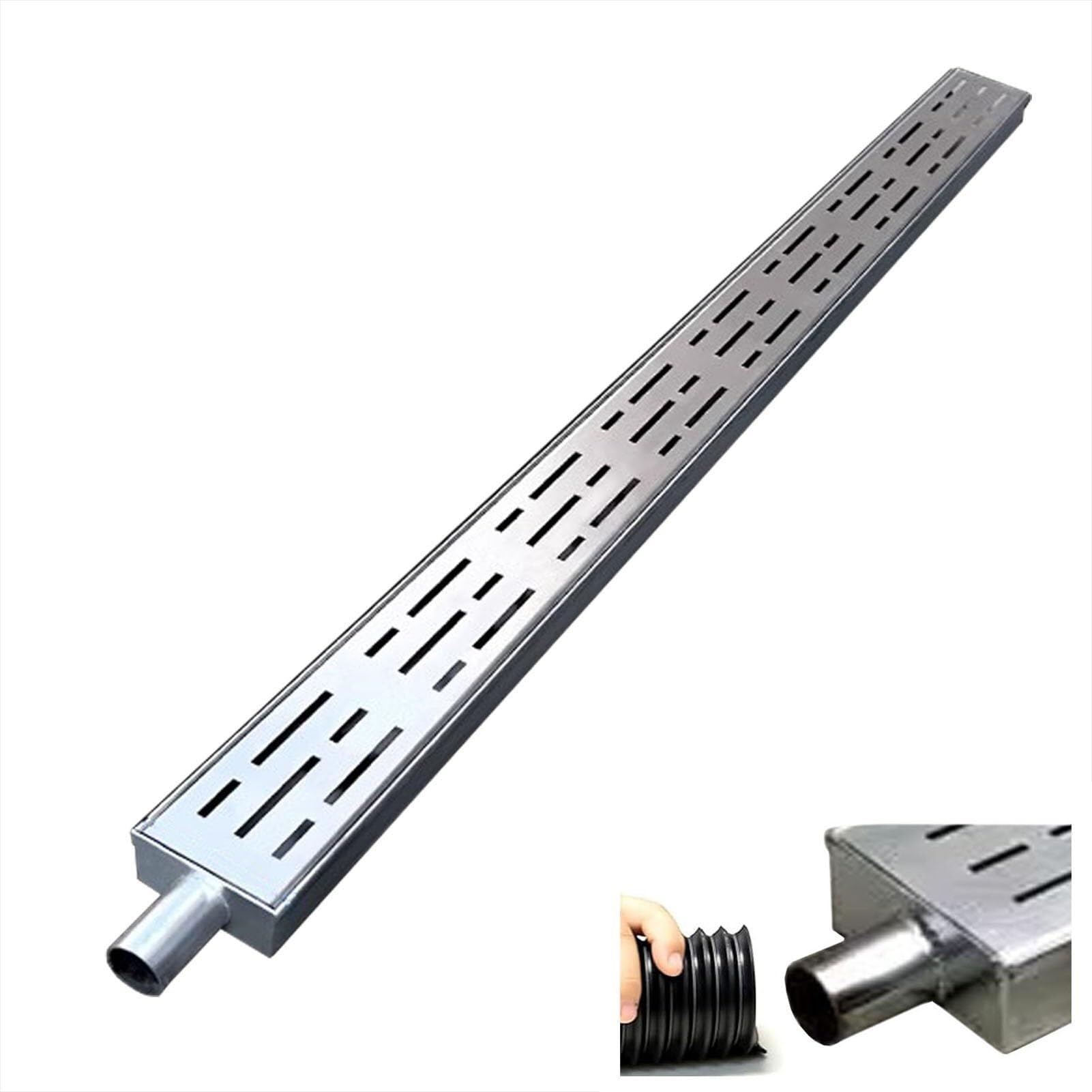GHFXSCV Exterior Gutter Drainage Trench with Grate, Narrow Channel Kit for Concrete Driveway, Efficient Water Runoff Solution