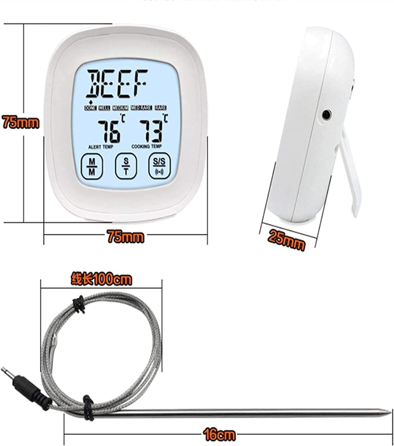 LIIAV Termómetro de Carne Digital for Horno Barbacoa Grill Cocina Cocina con sondas