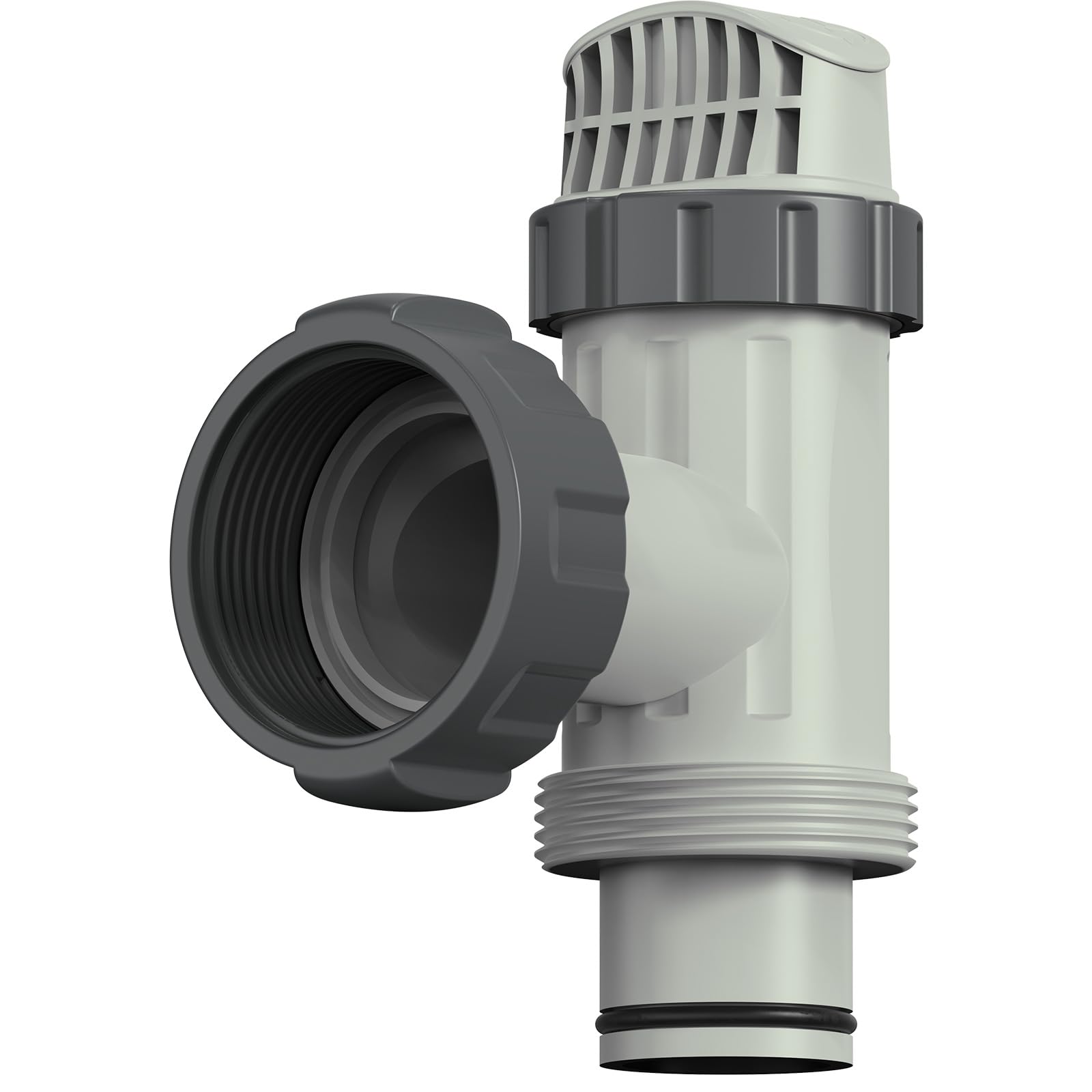 Plunger Valve Replacement Compatible with Intex Above Ground Pool, 1.5" Pool Shut Off Valve with Gaskets & Nuts, Pool Filter Pump On/Off Valve Replacement Parts, Pool Accessories (1 Pack)
