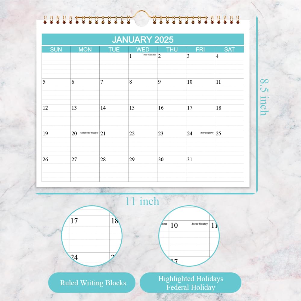 Calendar 2025-2026 - Wall Calendar 2025-2026 from Jan 2025 to Jun 2026, 18 Monthly Calendar, 140gsm Thick Paper for Organizing & Planning, 21.5x28cm, Calendar 2025-2026, Wall Planner 2025-2026 - Image 3