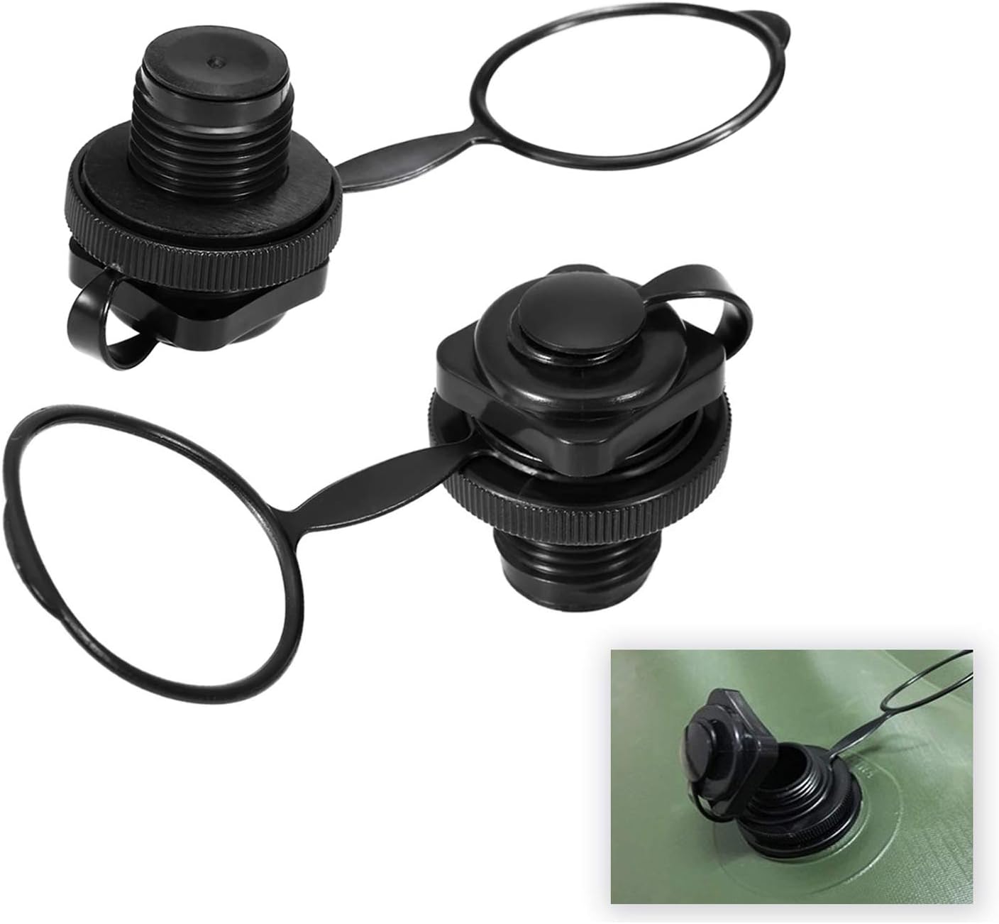 2PCS Inflatable Boat Air Valve, Kayak Raft Plug Replacement, Inflatable Boat Spiral Air Plug, Air Mattress Plug Replacement, Air Valve Replacement for Inflatable Boat Rubber Dinghy Pool Airbeds