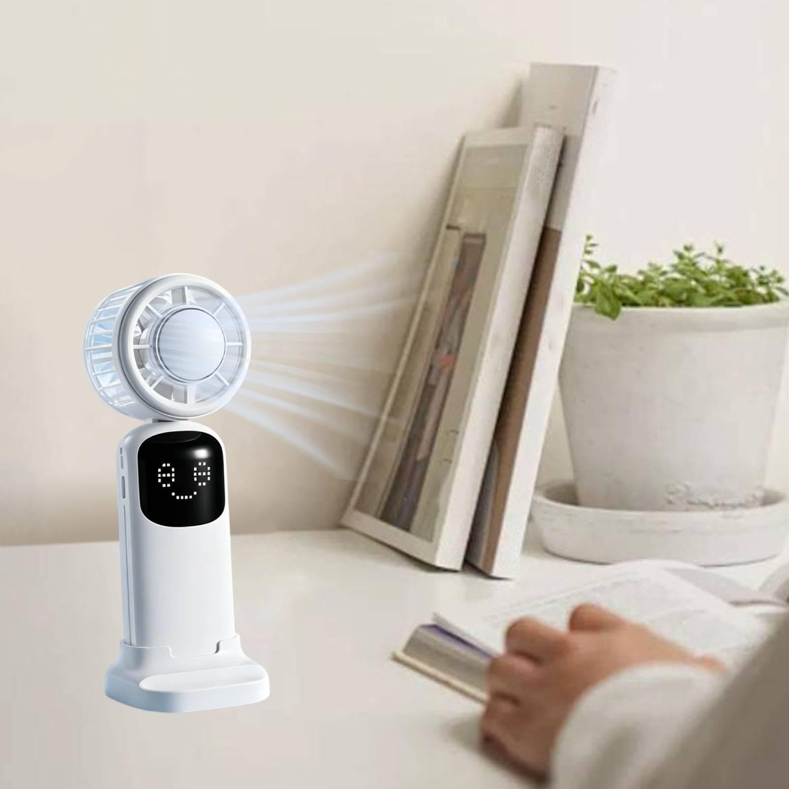 Homyl Ventilatore Portatile Ad Alta velocità Regolabile, Formato Tascabile, Compatto, Ideale per attività All'aperto, Vacanze, Lavoro, Bianco