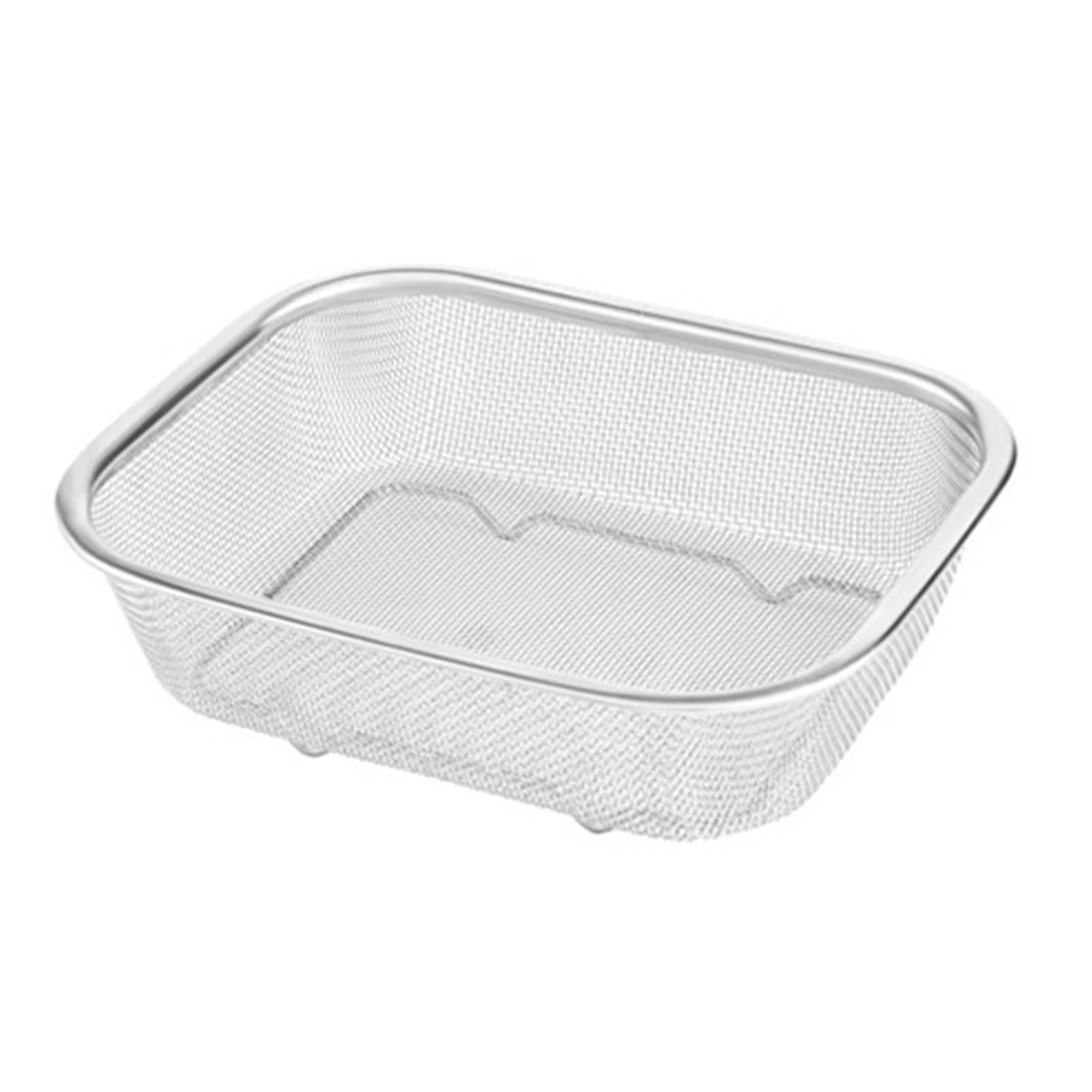 EviKoo Cestino Per Colino Rettangolare - Ciotole Per Lavare Il Riso Con Colino A Maglia Fine - Cestello Per Frittura Quadrato In Acciaio Inossidabile Argento