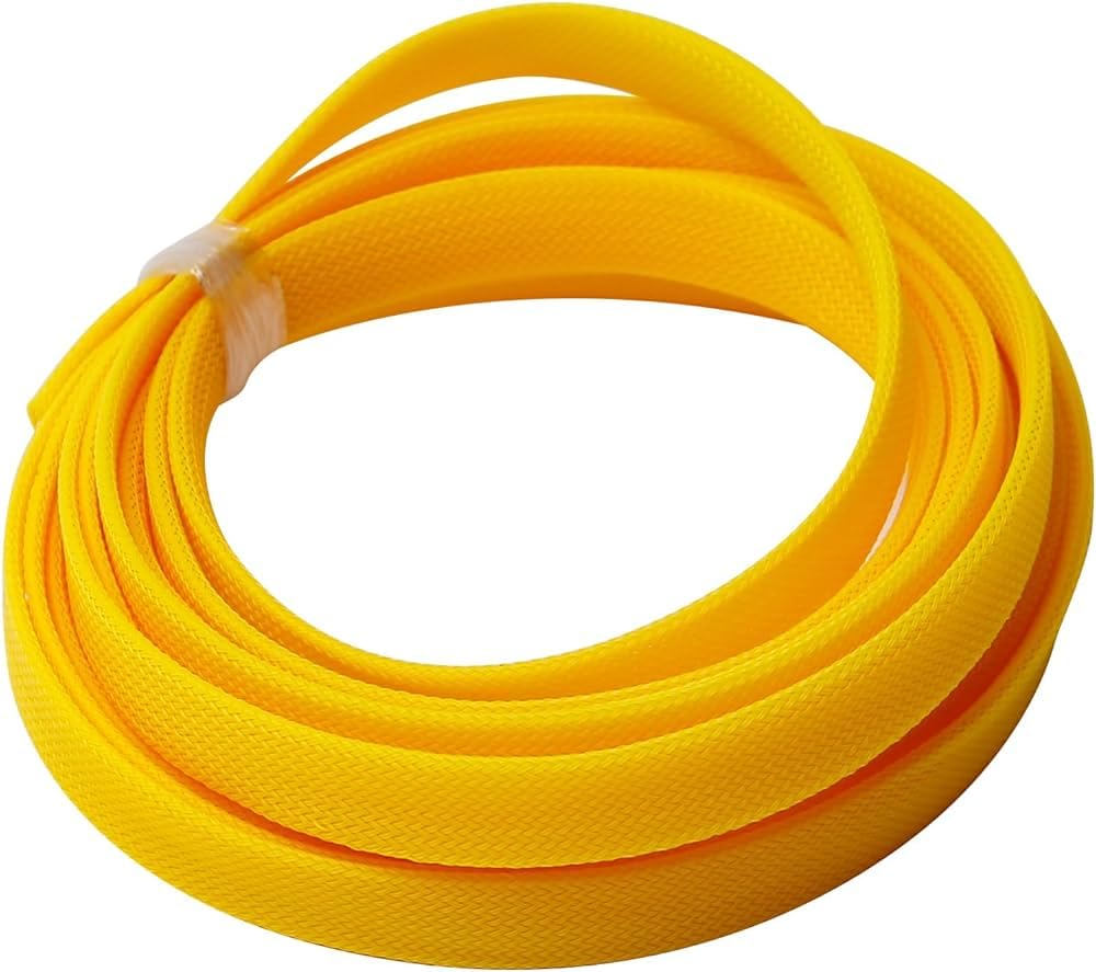 The Pujara RIVER FOX® 3MM Nylon Braided Cable Sleeve - 12METER Wire Management Sleeve for Cable Protection USB Cable Power Cord Audio Video Cable (Yellow)