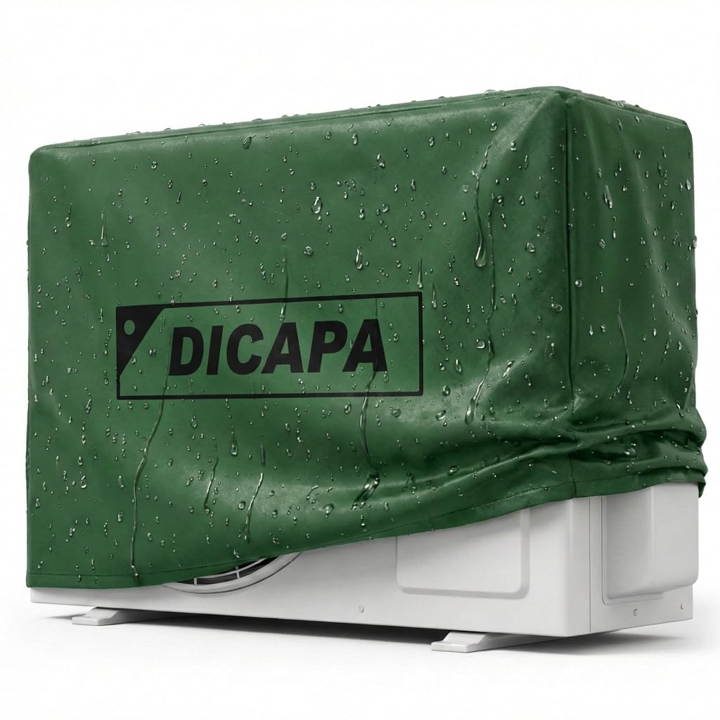 DICAPA Funda Aire Acondicionado Exterior de 90 x 55 x 30 cm. Cubre Aire Acondicionado Exterior Impermeable y Resistente (Verde)