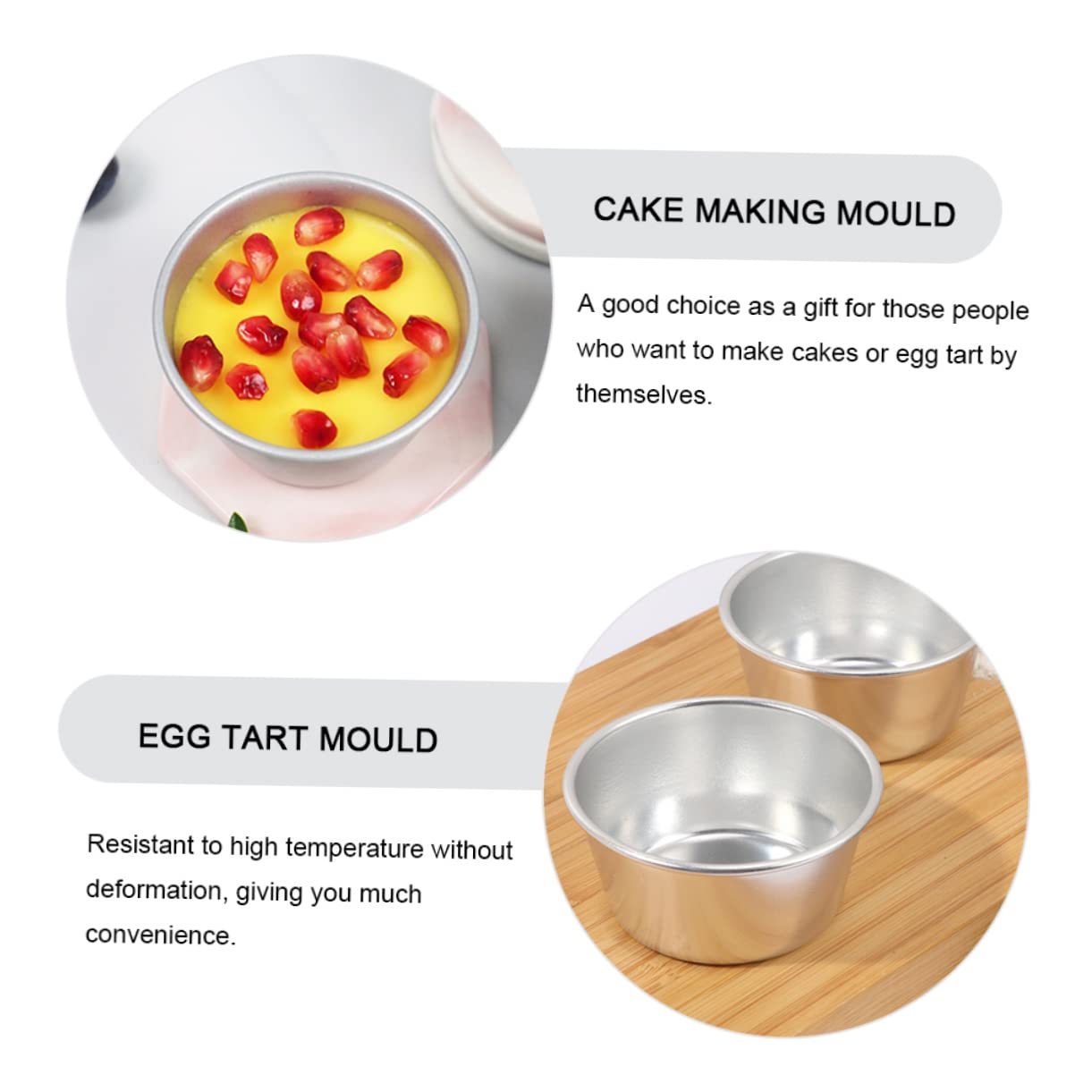 Amosfun Moule à Tartelettes aux Œufs 3 Pièces en Acier au Carbone Argenté | Moule à Pâtisserie Maison, Résistant aux Hautes Températures et Imperméable, Usage Boulangerie