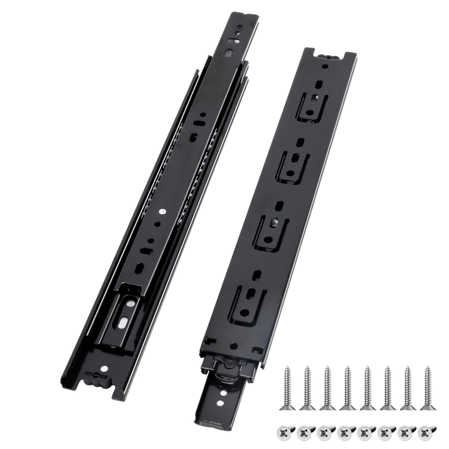 Prmape 2 Pcs Ball Bearing Drawer Runners 300mm, Ball Bearing Metal Black Runners Slides Rails Track