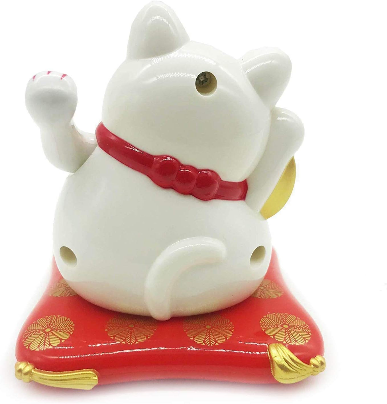 Solar Powered White Mini Happy Cat with Waving Arm