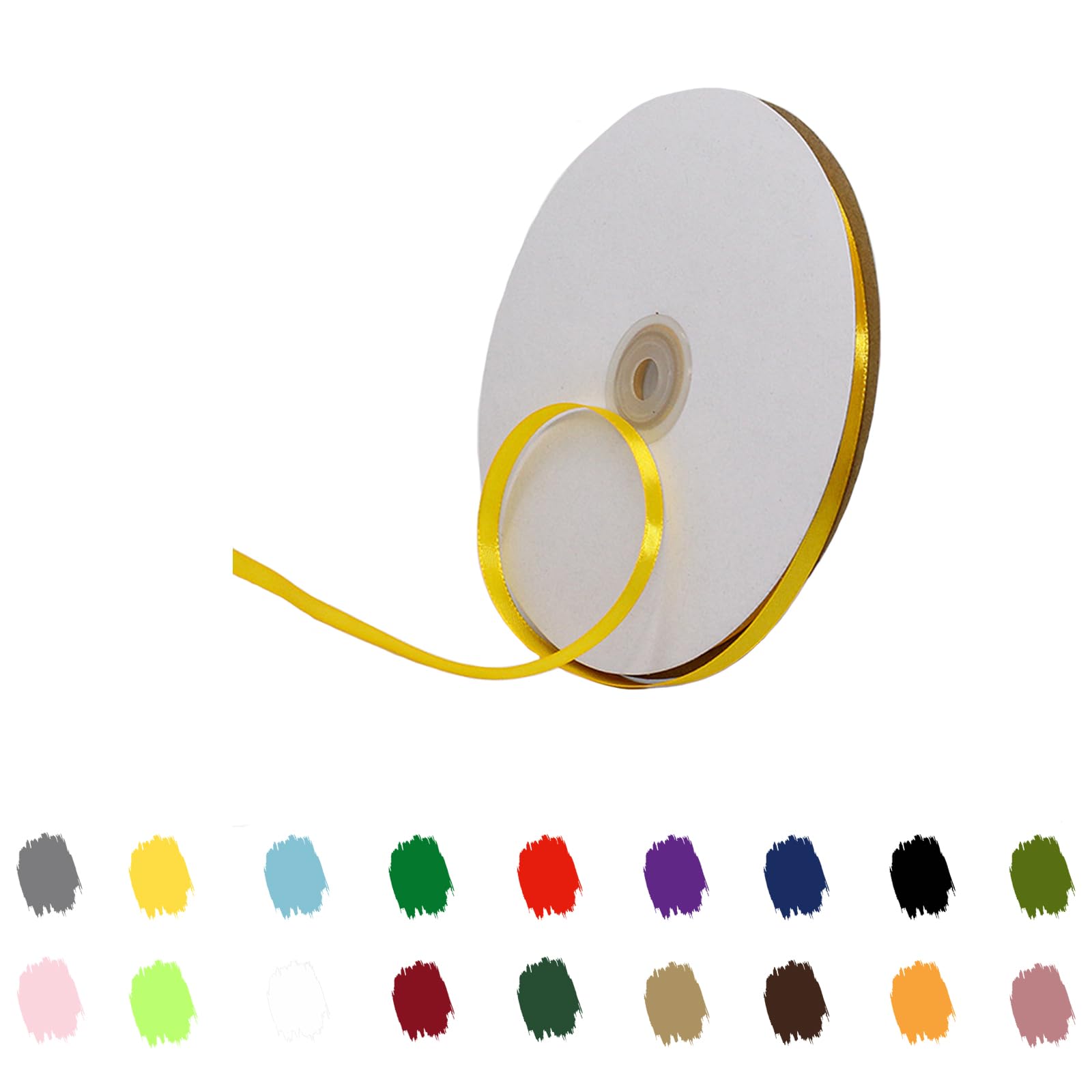 Goldenyellow Ribbon 6mm for Gift Wrapping 91M,Goldenyellow Satin Ribbon 6mm Thick for Crafting Cake,Hair Bow,Polyester Ribbon Christmas Decoration,Wedding Car Decor