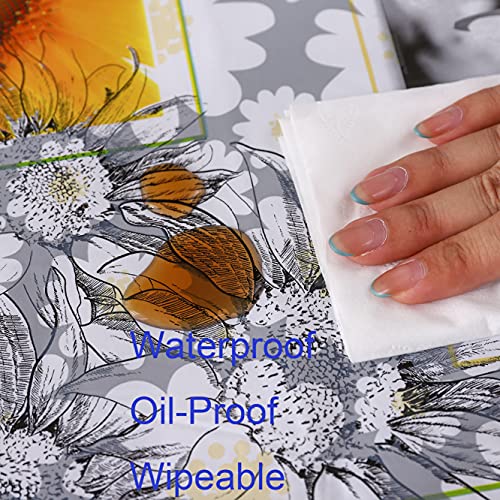 Image of Heavy Duty Vinyl Tablecloth with Flannel Backing Waterproof Oil-Proof Plastic Table Cloth Stain-Resistant Wipeable Rectangle or Square Table Cover for Indoor and Outdoor ( Sunflower, 60X84 Inch)