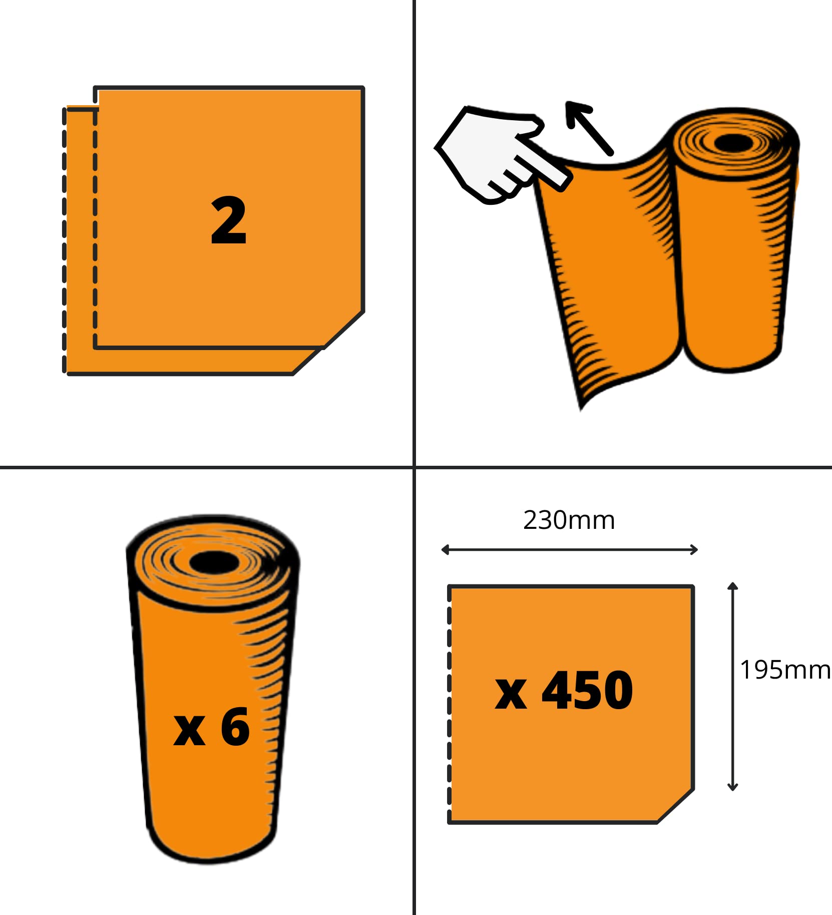 Set mit 6 Spulen zur Entleerung in der Mitte, reinweiß, 17,5 g – 450 F – Laize 19,5 – 108 m
