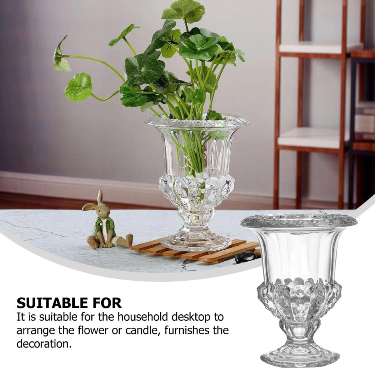Retro Glasvase aus Glas für Blumen Dekoration mit Langem Gebrauch im Wohnzimmer und Hochzeitsfeier als Elegante Tischdeko und Pflanzenvase