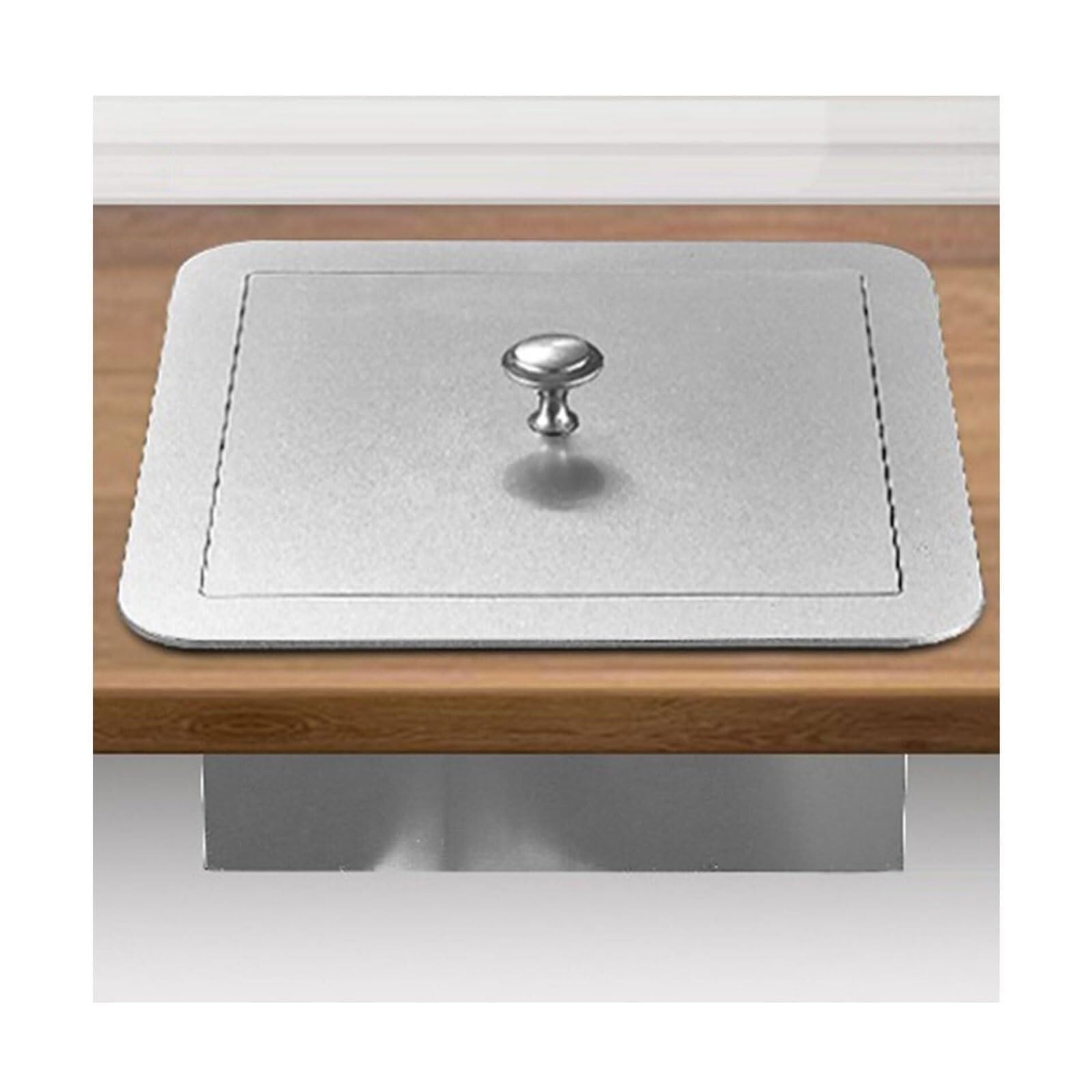 DFGHNBVC Square Trash Can Lid Countertop Embedded Trash Grommet Stainless Steel Trash Bin Lid Lift The Lid Design Waste Chute Cover,Square