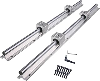 CNCYEAH Linear Rail SBR20 1000mm 2PCS Linear Rail Guide with 4 PCS SBR20UU Square Type Carriage Bearing Blocks Linear Rails and Bearings Kit for DIY CNC Routers Lathes Mills Automated Machines