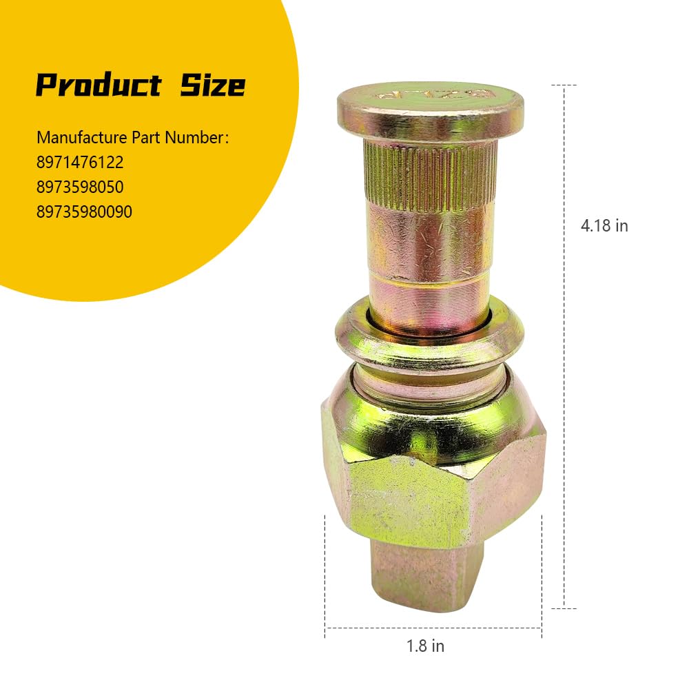 Wheel Nuts & Stud Set 6PCs Right Rear Fit for Isuzu NPR NPR-HD NQR NRR Replace 8-97147-612-2 8-97359-805-0 8-97359-809-0