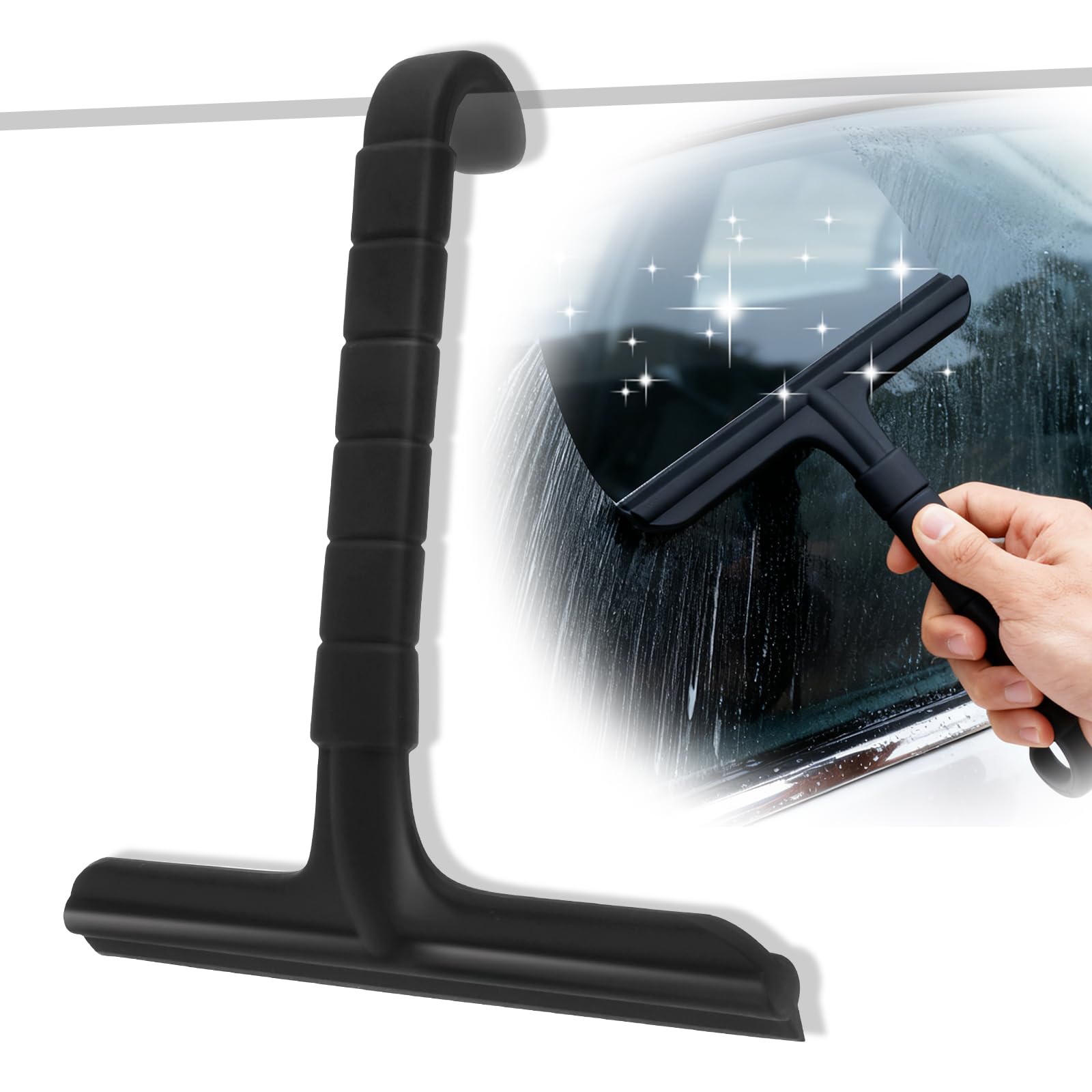 Shower Cleaner Squeegee Tool, Window Squeegee Glass Cleaning Wiper, Cleaner Tool Squeegees Brush, Bathroom Window Mirror Cleaning Squeegees with Built in Hook for Car Tile Wall