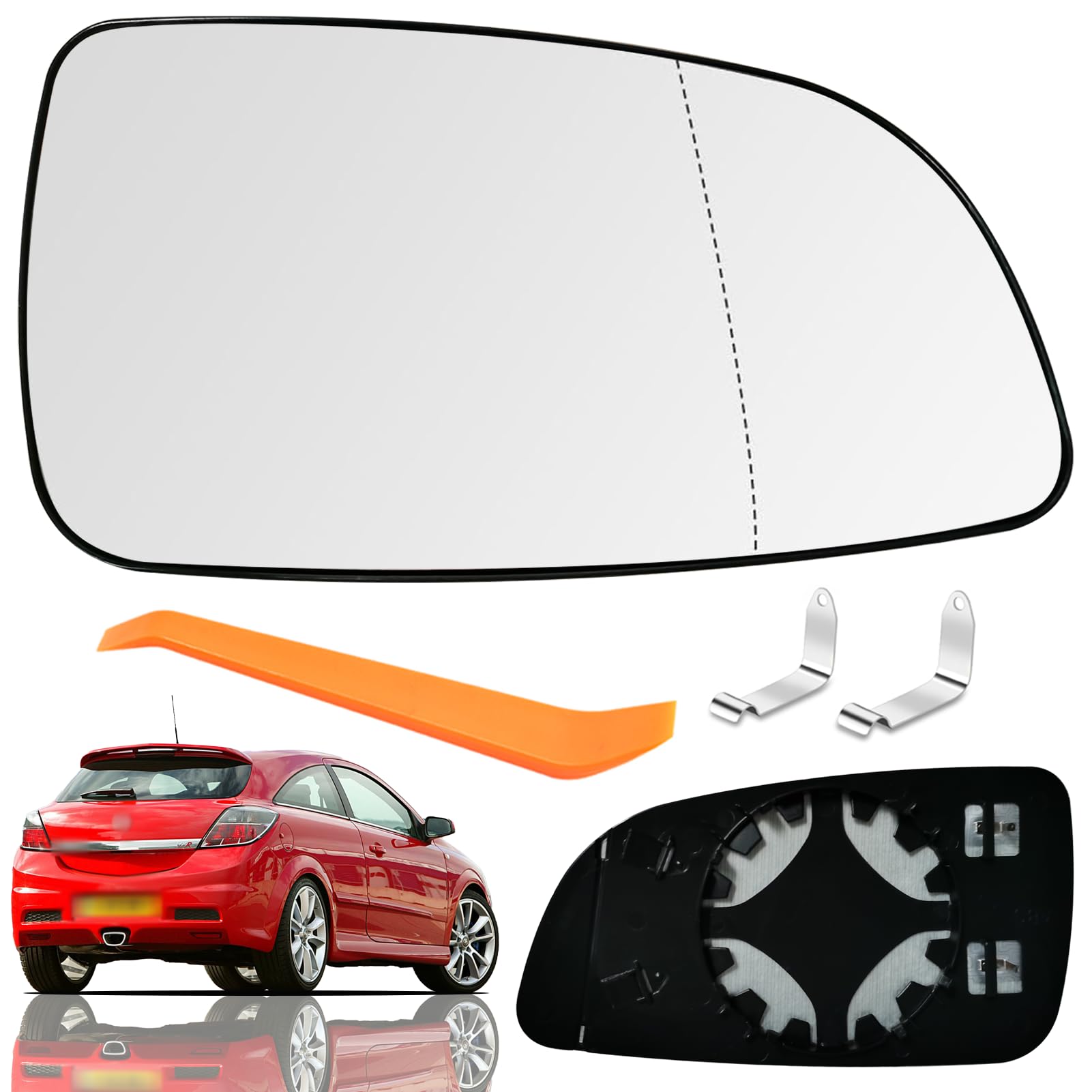 Szkło lusterka do Opel Astra H 2004-2009 Prawe sz kło luster ka zewnętrznego Po stronie pasażera Podgrzewane lus terko zewnętrzne Szk ło zamienne do lust erka Asferyczne Szkło lusterka samochodowego