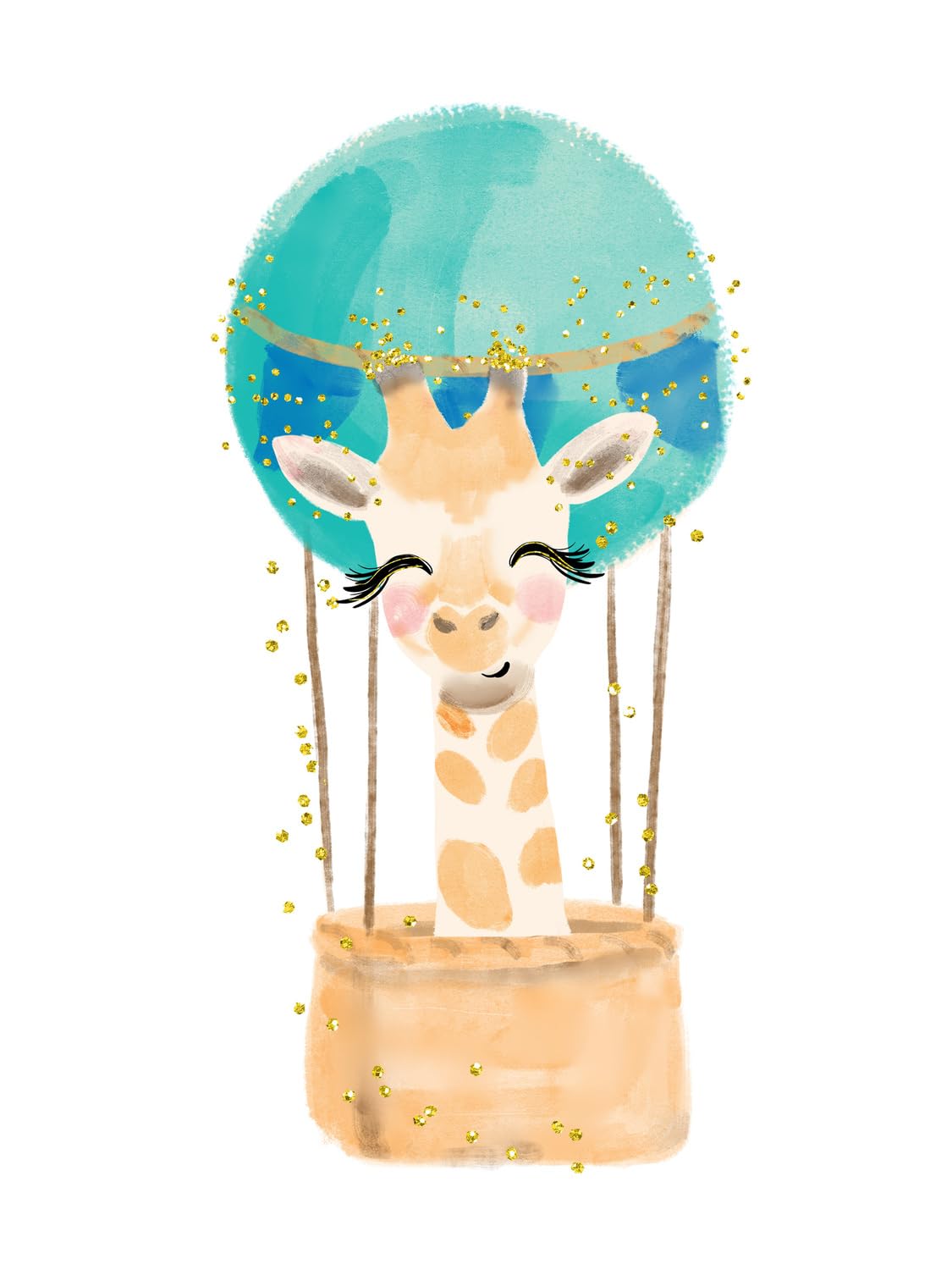 Affiche girafe orange ballon bleu poster bébé chambre enfant