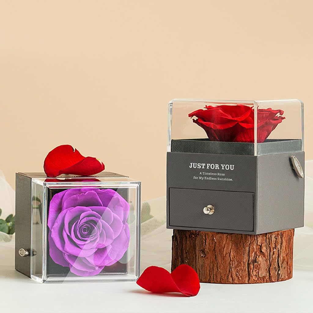 ADDWel Geburtstagsgeschenk für Mama Mutter - Ewige Rose Musikbox Spieluhr Geschenkset mit Mama Kette 925 Silber, Besonderes Geschenk zum Geburtstag oder Muttertag für Mutter von Sohn Tochter Ehemann