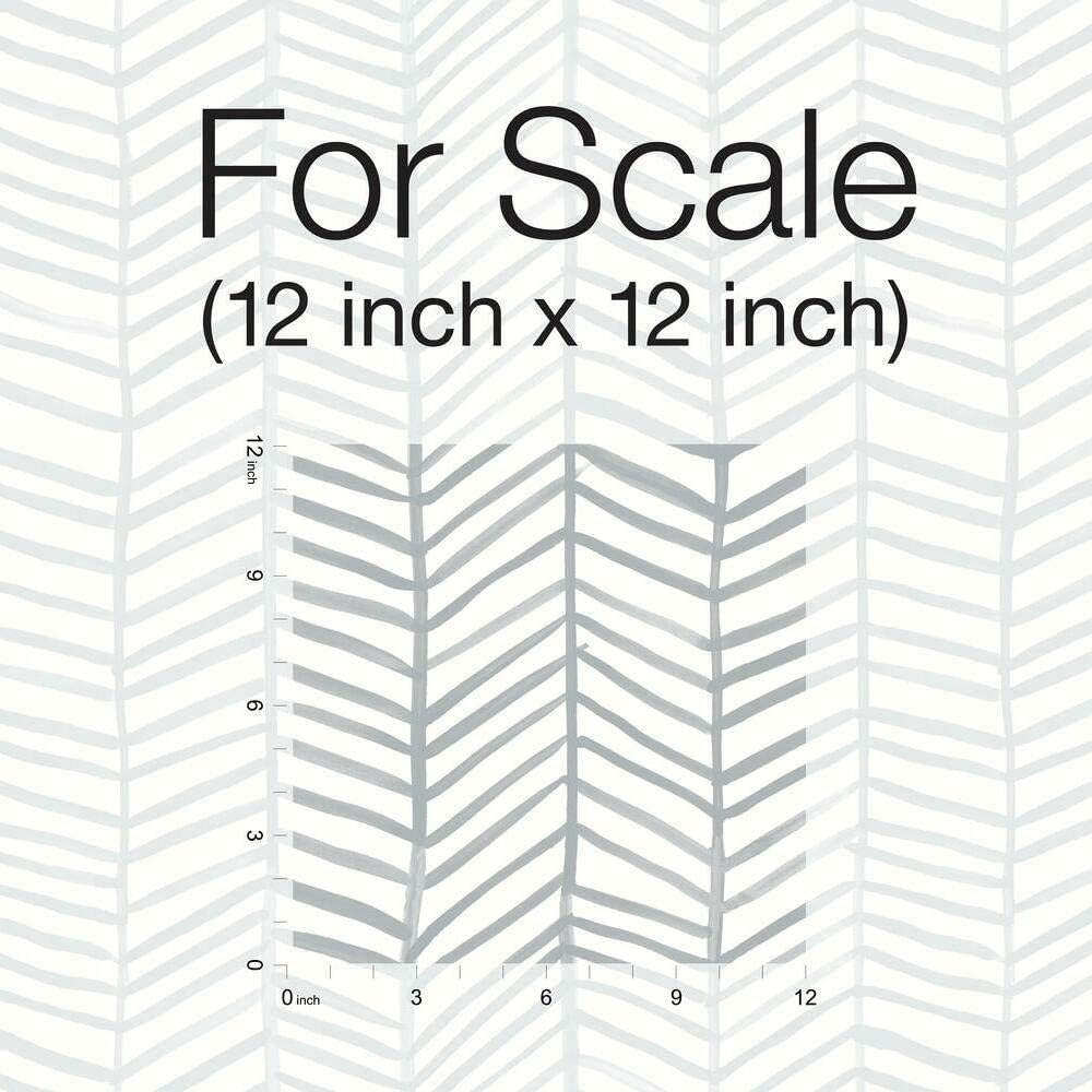 RoomMates RMK11631WP Cat Coquillette Herringbone Gray and White Peel and Stick Wallpaper