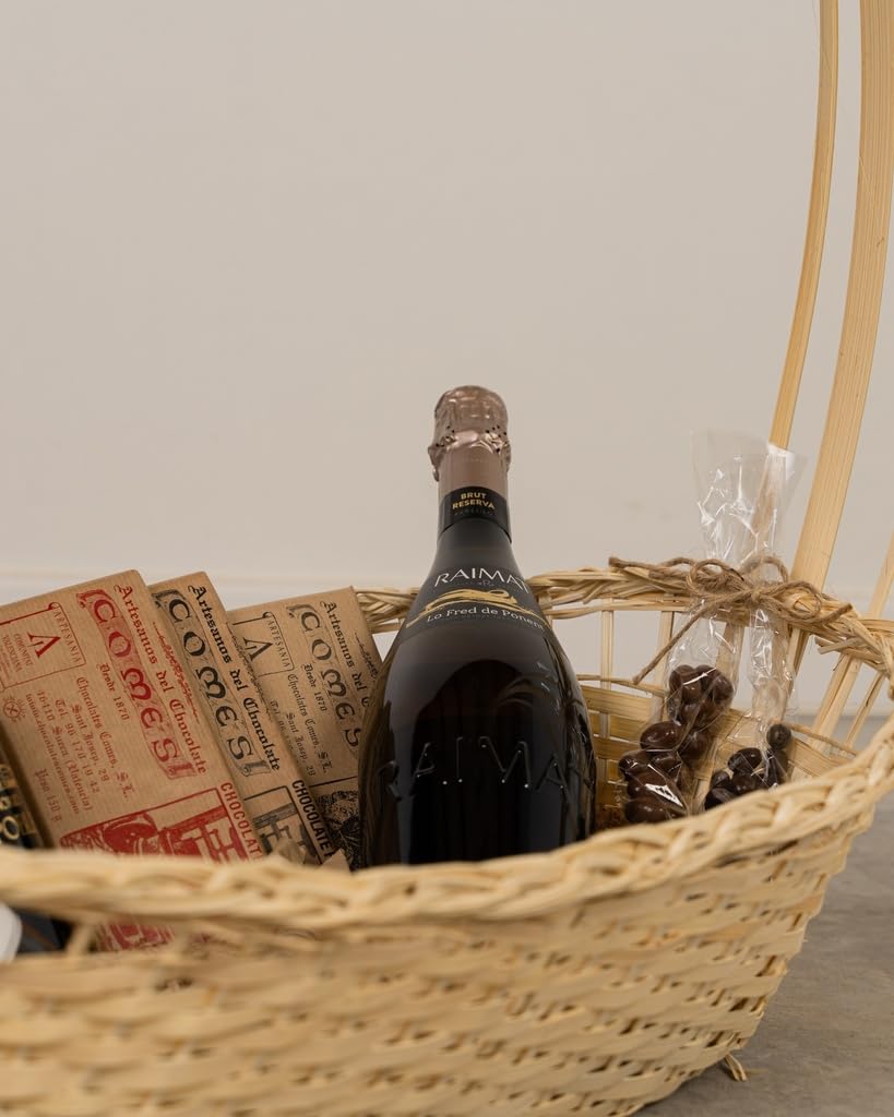 Cesta Navideña Vacía de Bambú 57cm para Detalles de Navidad