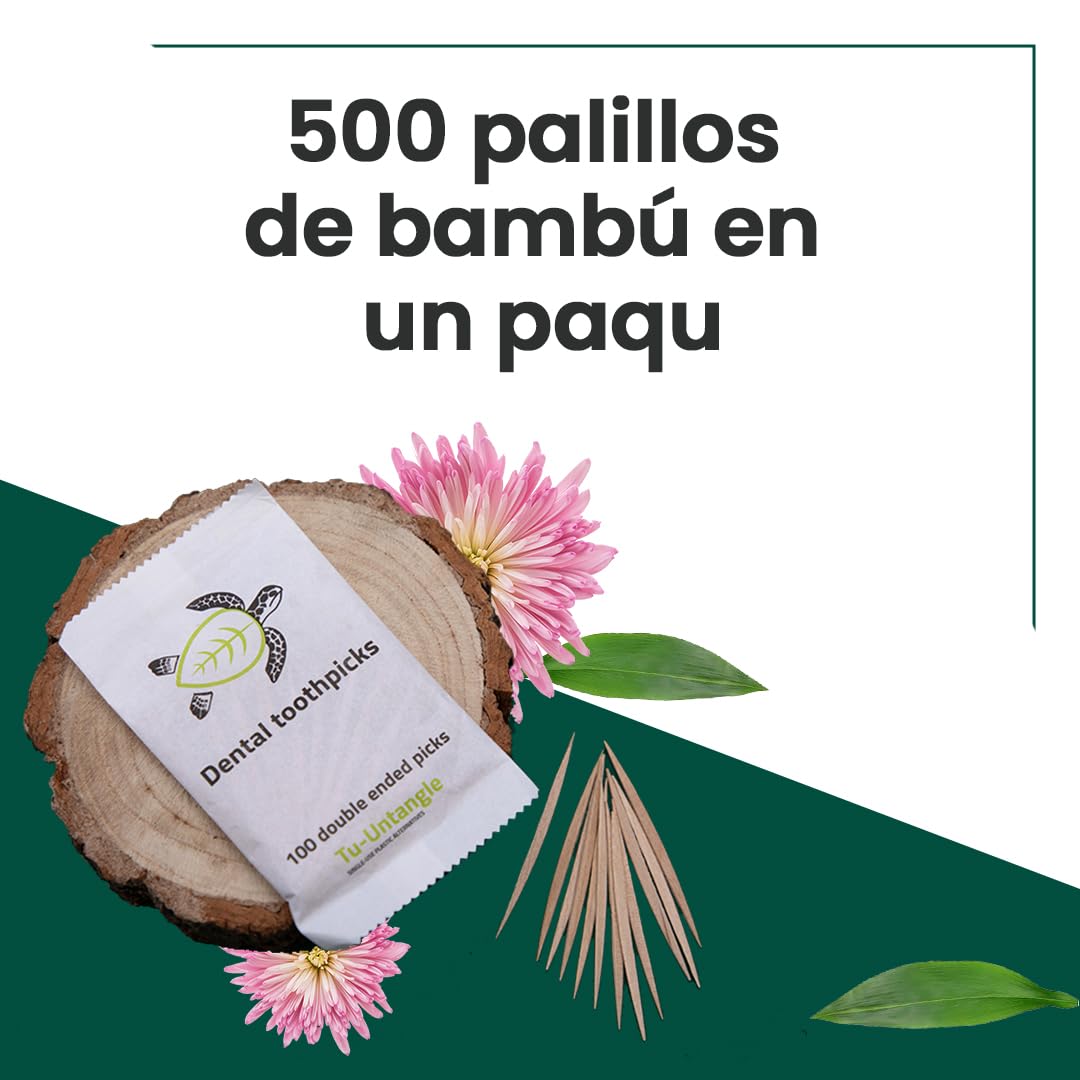 Palillos Dentales de Madera | Palillos Ecológicos y Biodegradables para Dientes y Encías (Paquete de 5×100)