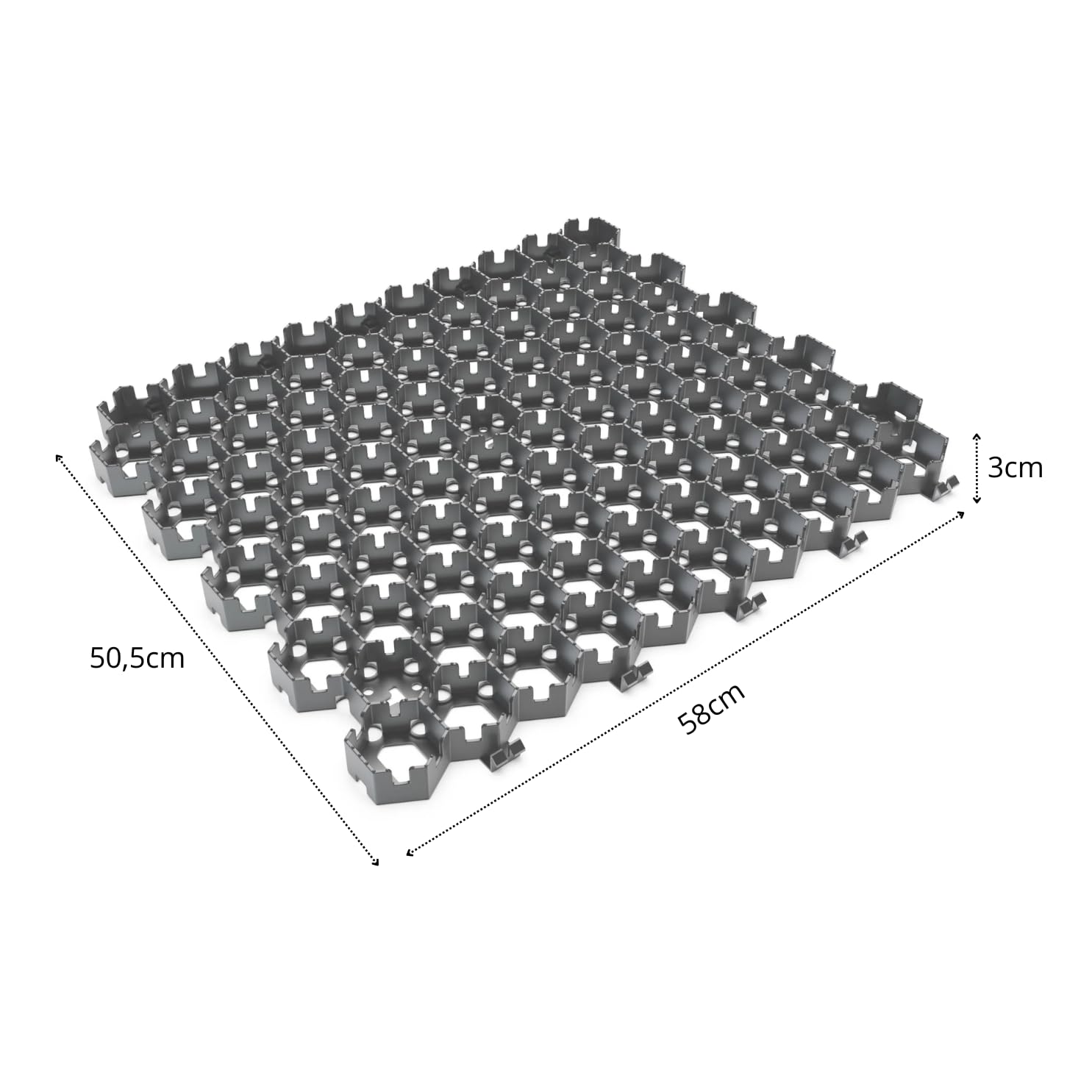 Vodaland HEXpave – Pavimento Permeable-Estabilizador de grava color gris - de 3 cm de Altura – hasta 12,000 kg – Ideal para Patios, Caminos, Bases de Cobertizos, Uso Vehículos Ligeros (pack de 5,85m2)