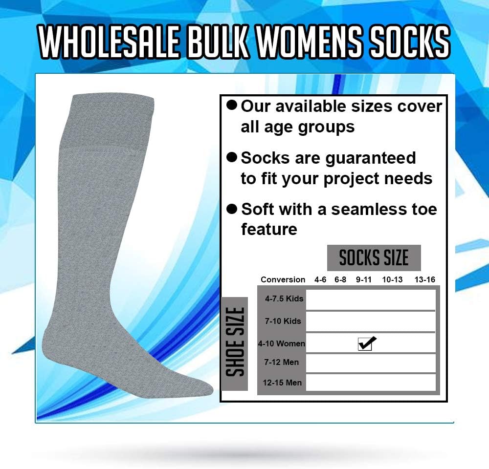 Yacht & Smith Wholesale Women's Tube Socks, Women's Cotton Referee Sport Socks Size 9-11