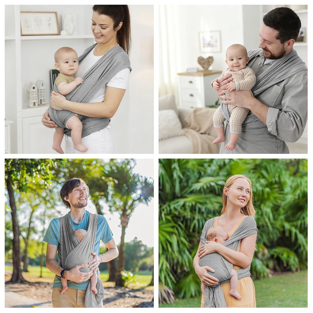 AOOWU Fascia Neonato Porta Bebè, Elastica Fascia per Neonati, Facile da Indossare, Marsupio Bambino in Tessuto Morbido, Leggero, Regolabile e Unisex, Adatta Fino a 15 kg